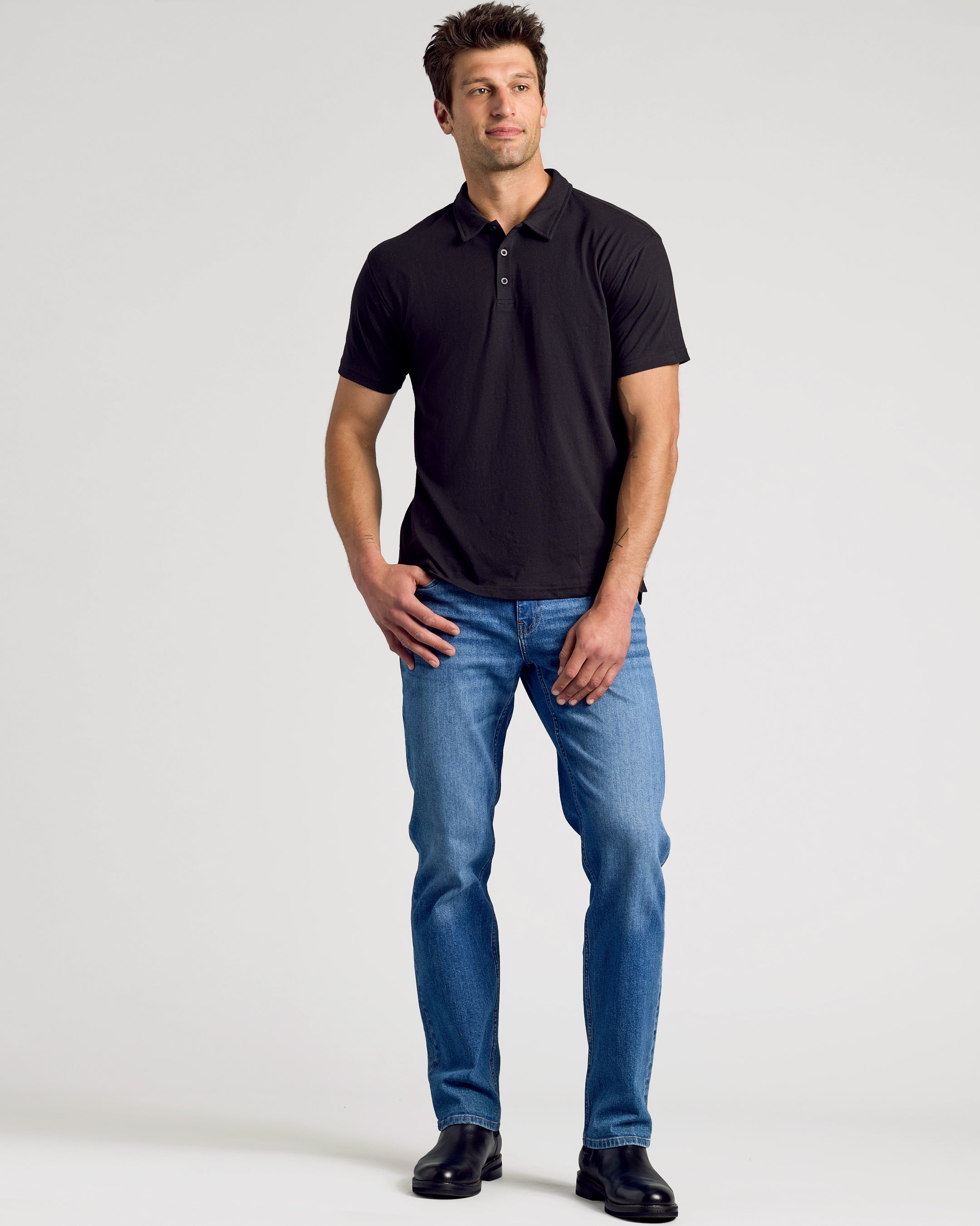 Black Short Sleeve Polo-VibeCloset