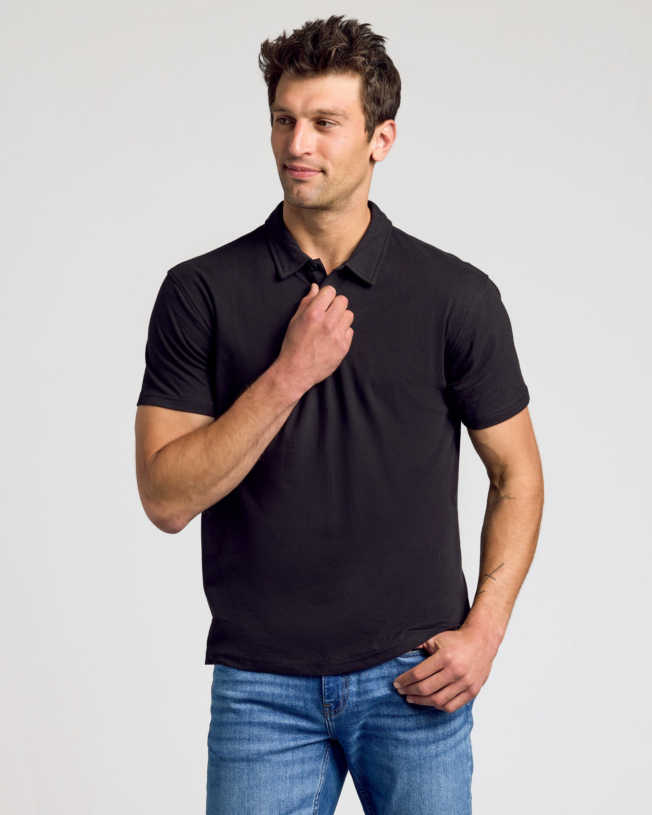 Black Short Sleeve Polo-VibeCloset