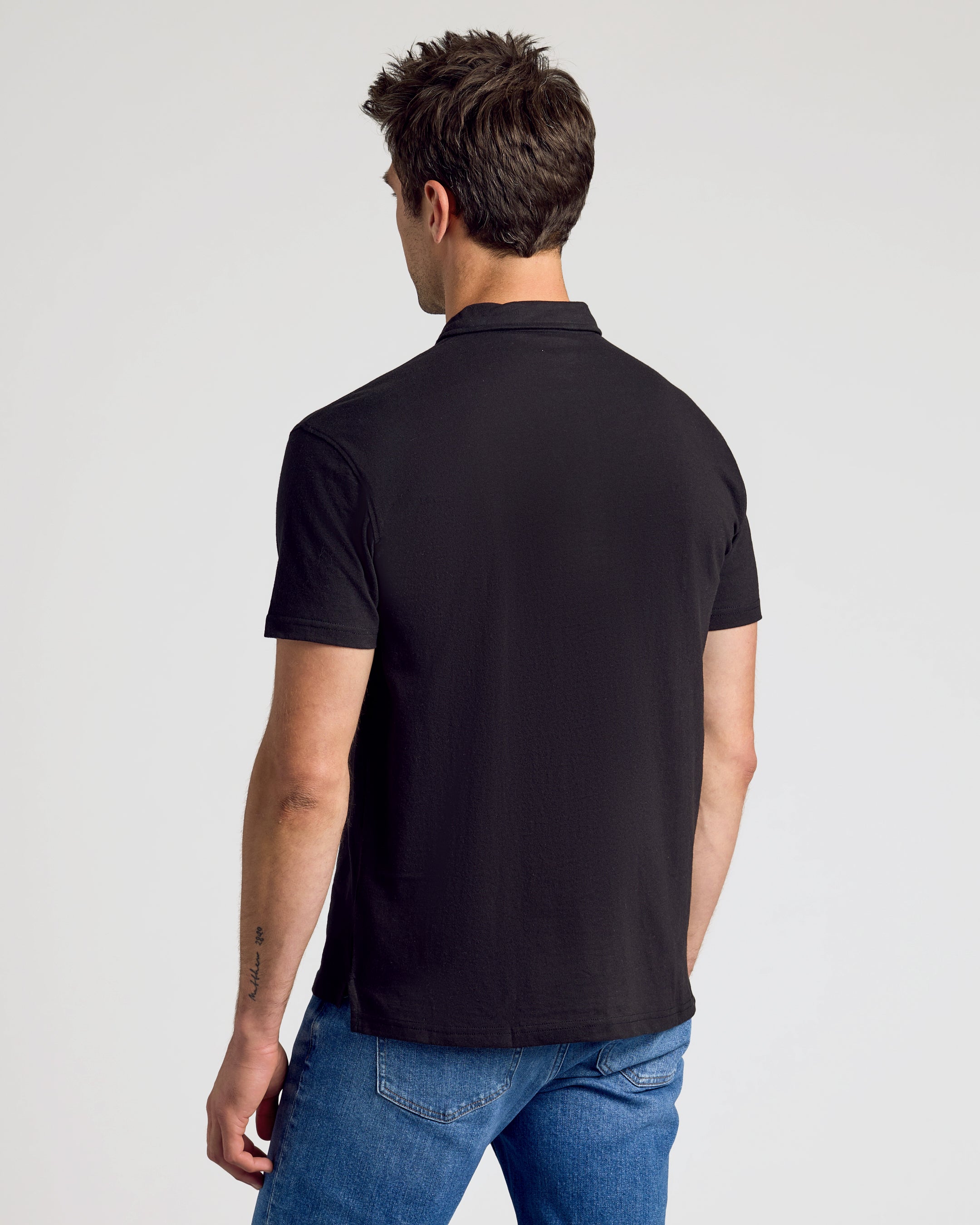 Black Short Sleeve Polo-VibeCloset