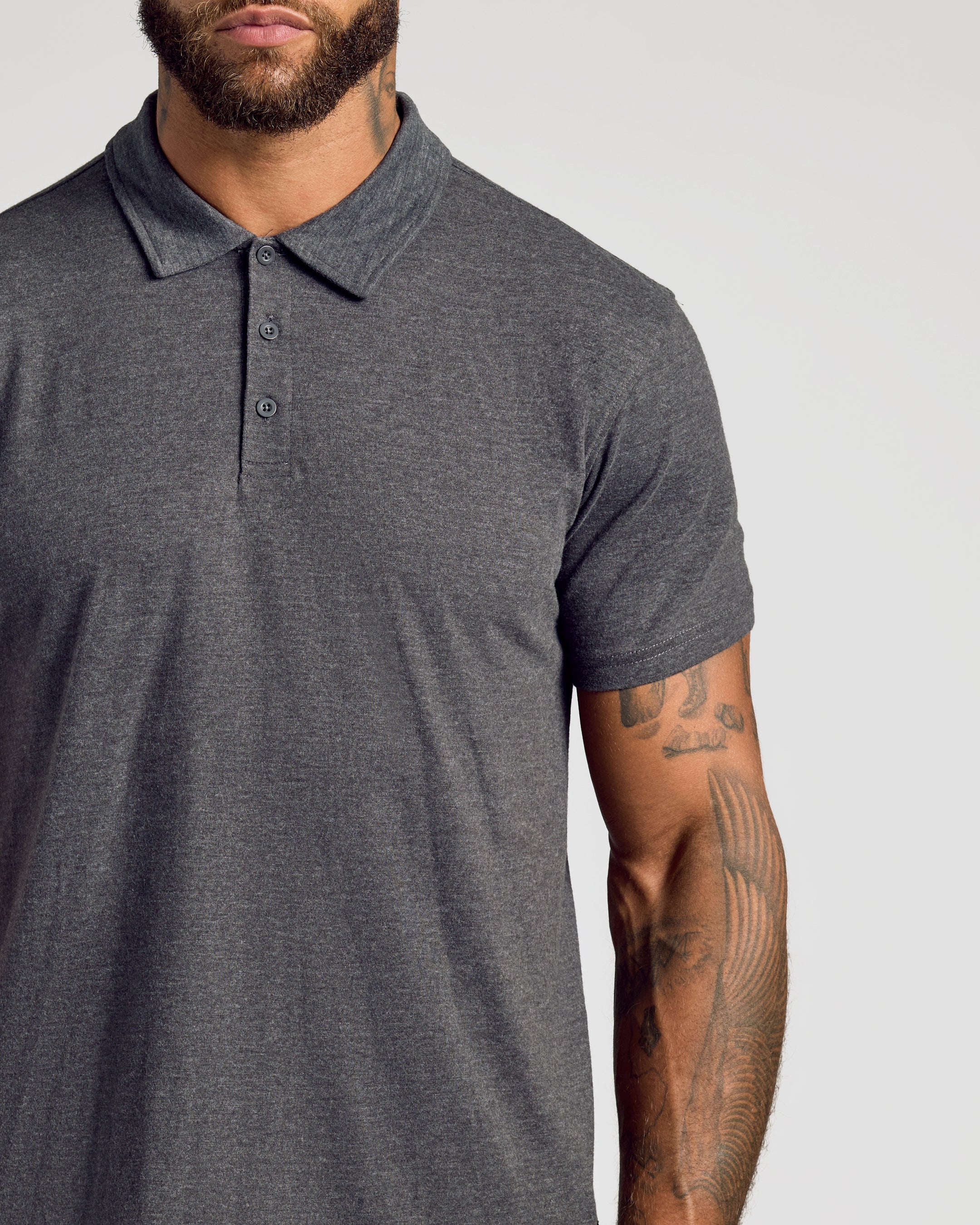 Charcoal Heather Gray Short Sleeve Polo-VibeCloset