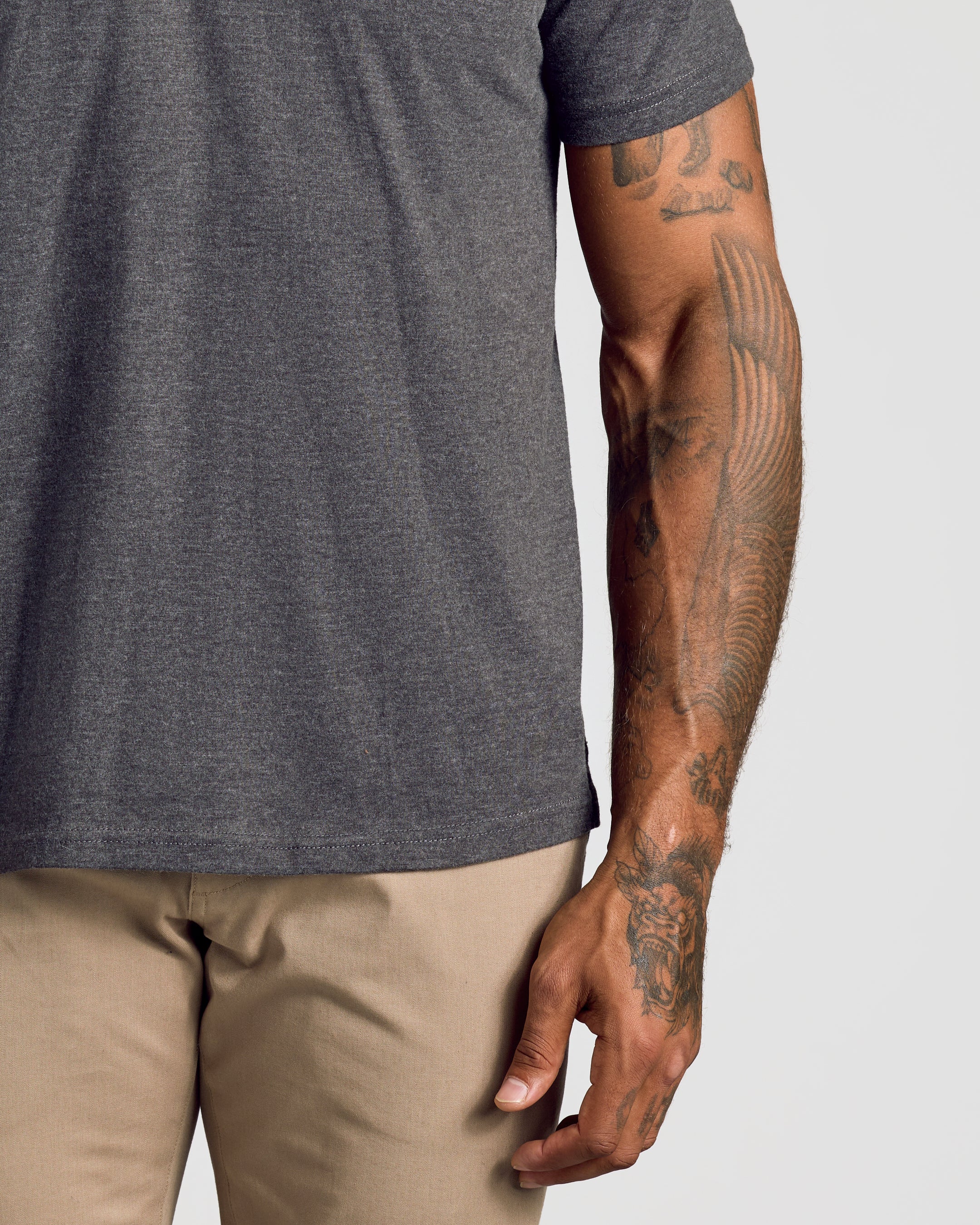 Charcoal Heather Gray Short Sleeve Polo-VibeCloset
