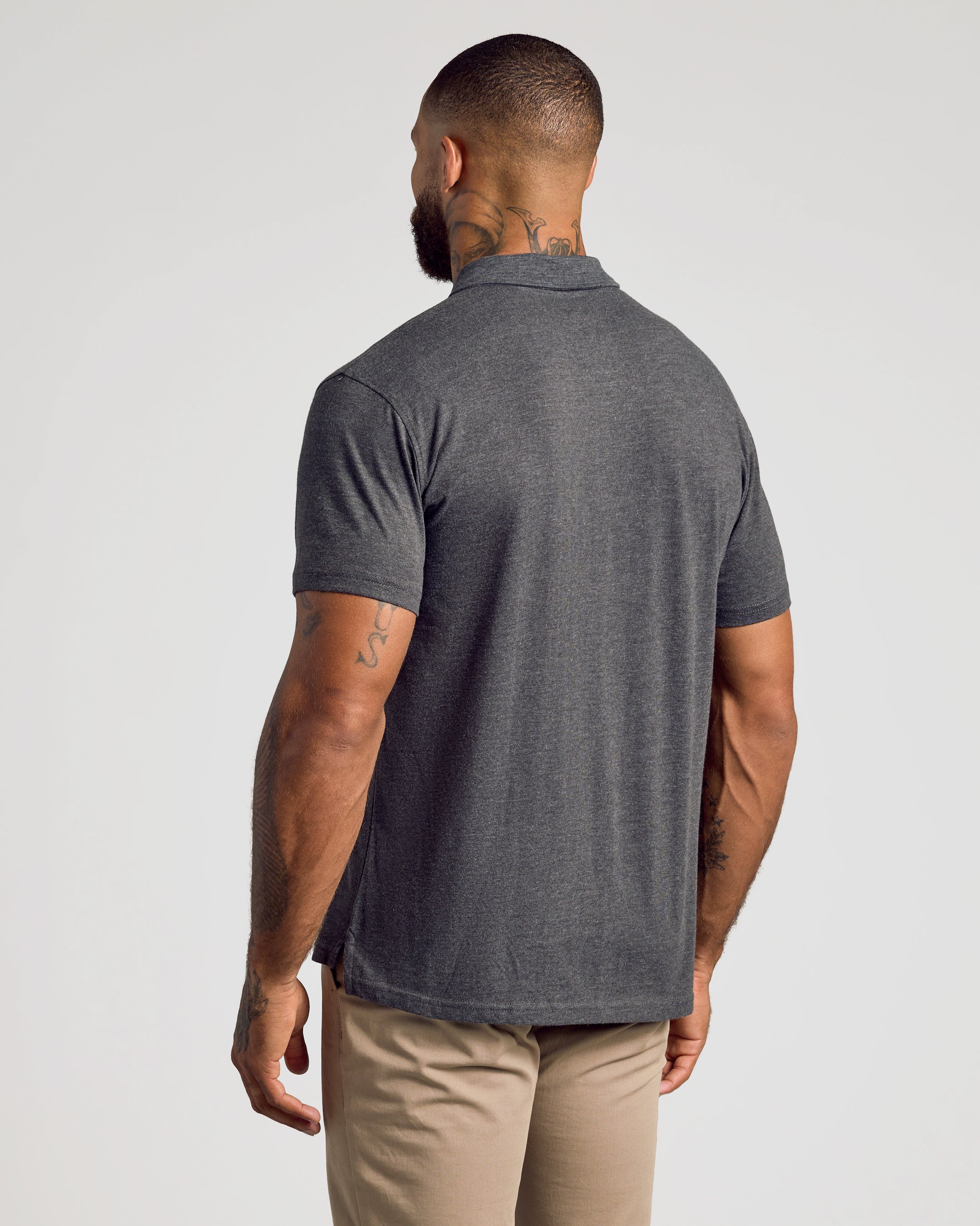 Charcoal Heather Gray Short Sleeve Polo-VibeCloset