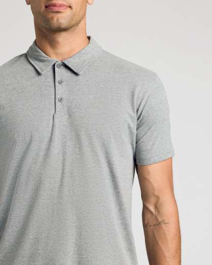 Heather Gray Short Sleeve Polo-VibeCloset