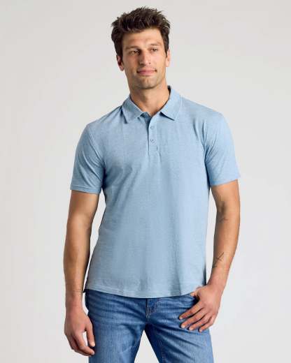 Heather Indigo Short Sleeve Polo-VibeCloset