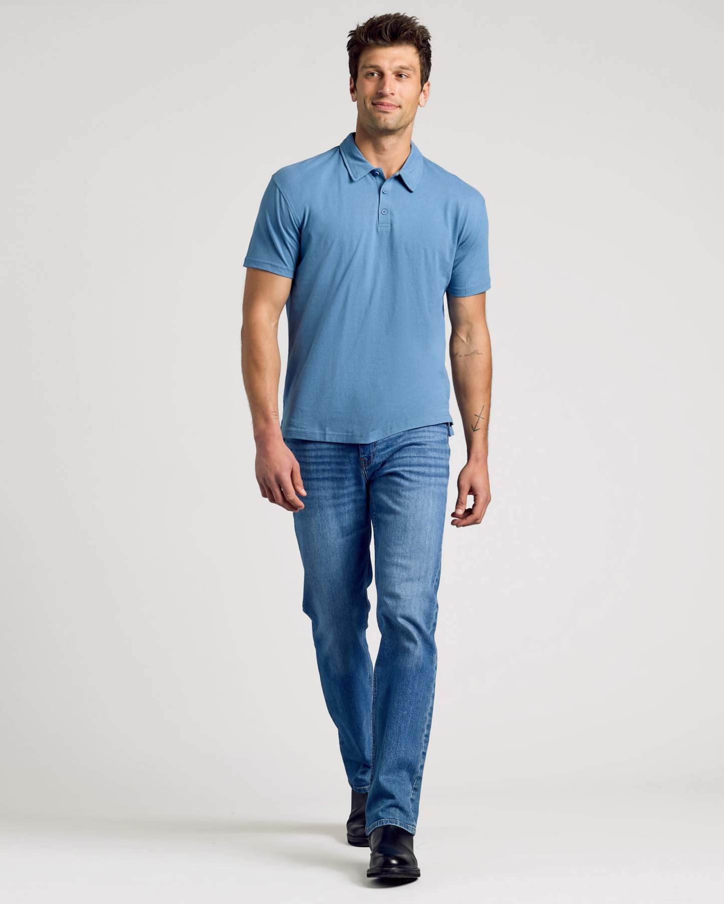 Indigo Short Sleeve Polo-VibeCloset