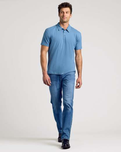 Indigo Short Sleeve Polo-VibeCloset