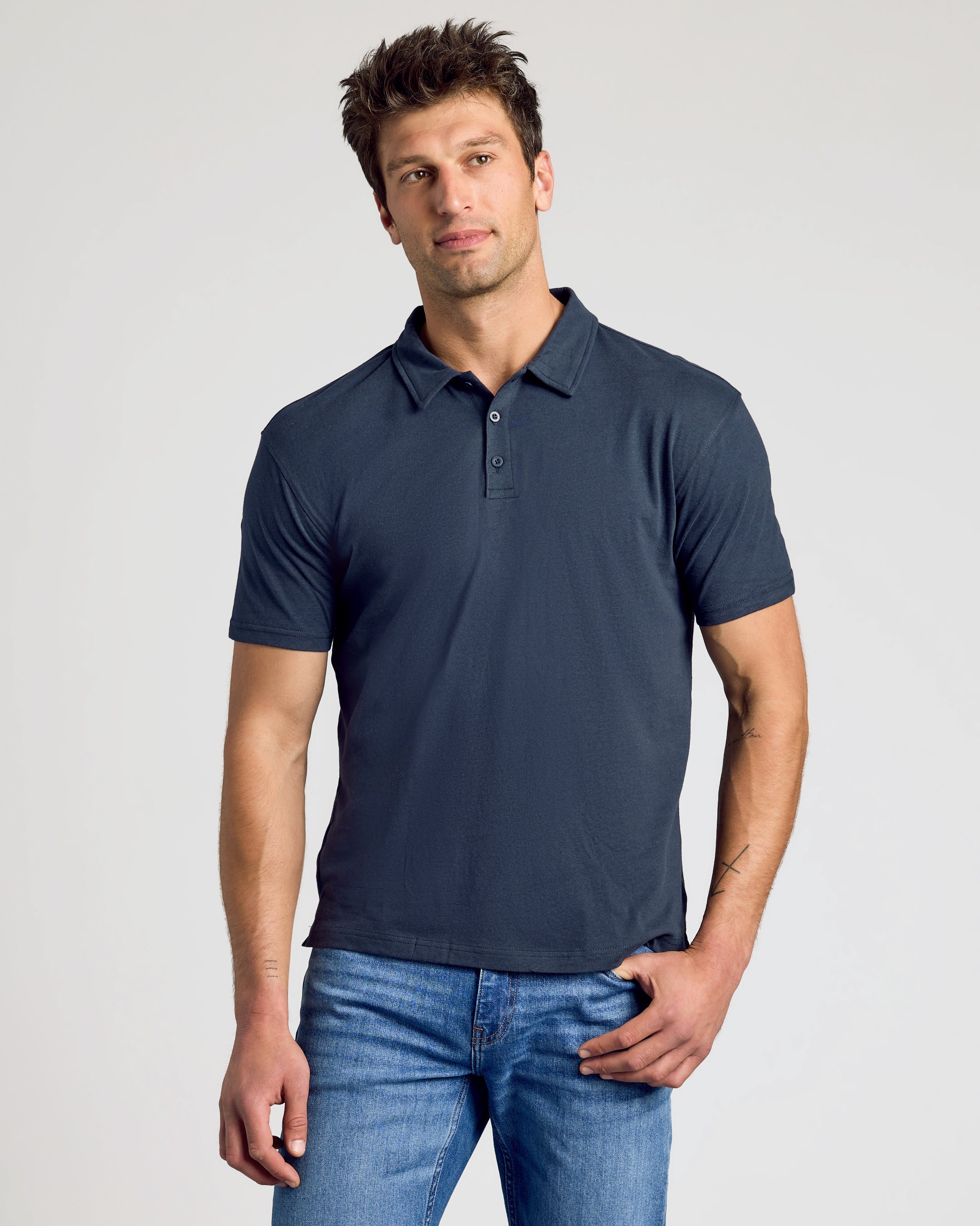 Navy Short Sleeve Polo-VibeCloset