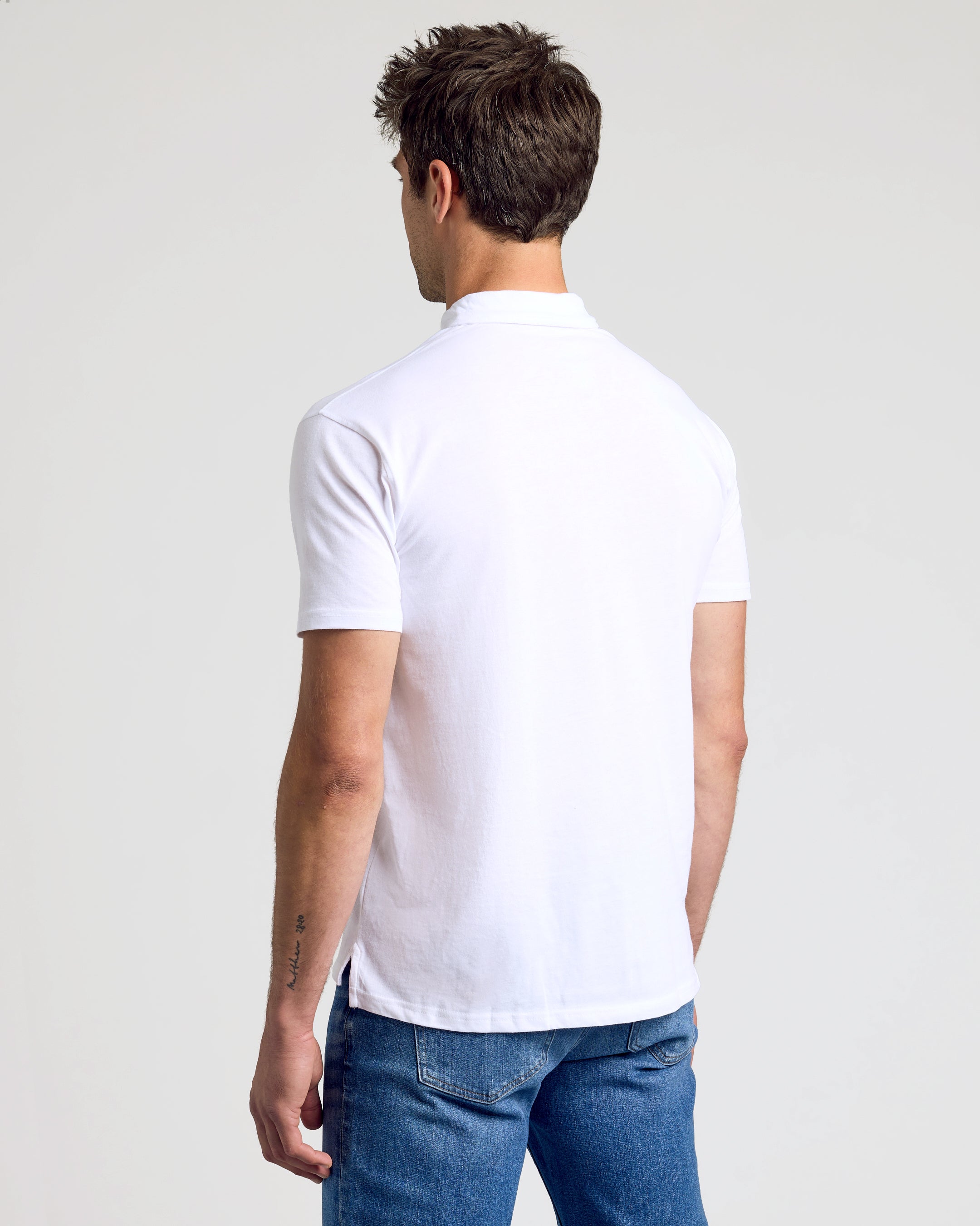 White Short Sleeve Polo-VibeCloset