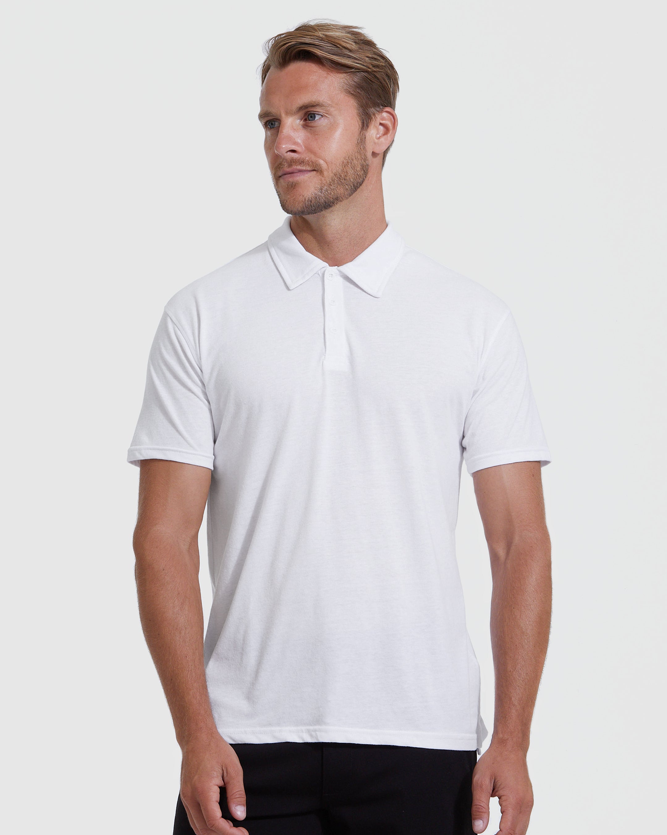 All White Short Sleeve Polo 3-Pack-VibeCloset
