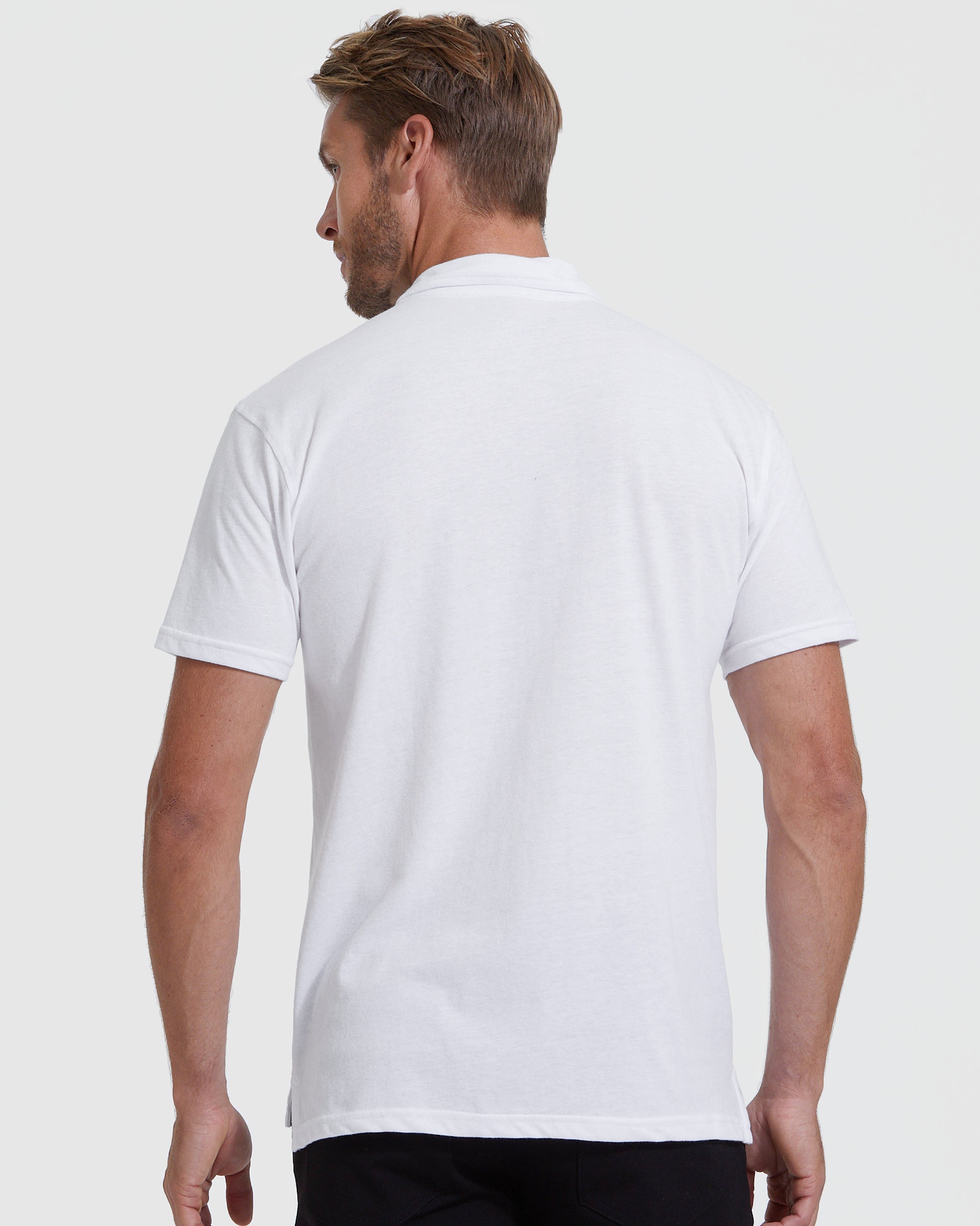 All White Short Sleeve Polo 3-Pack-VibeCloset