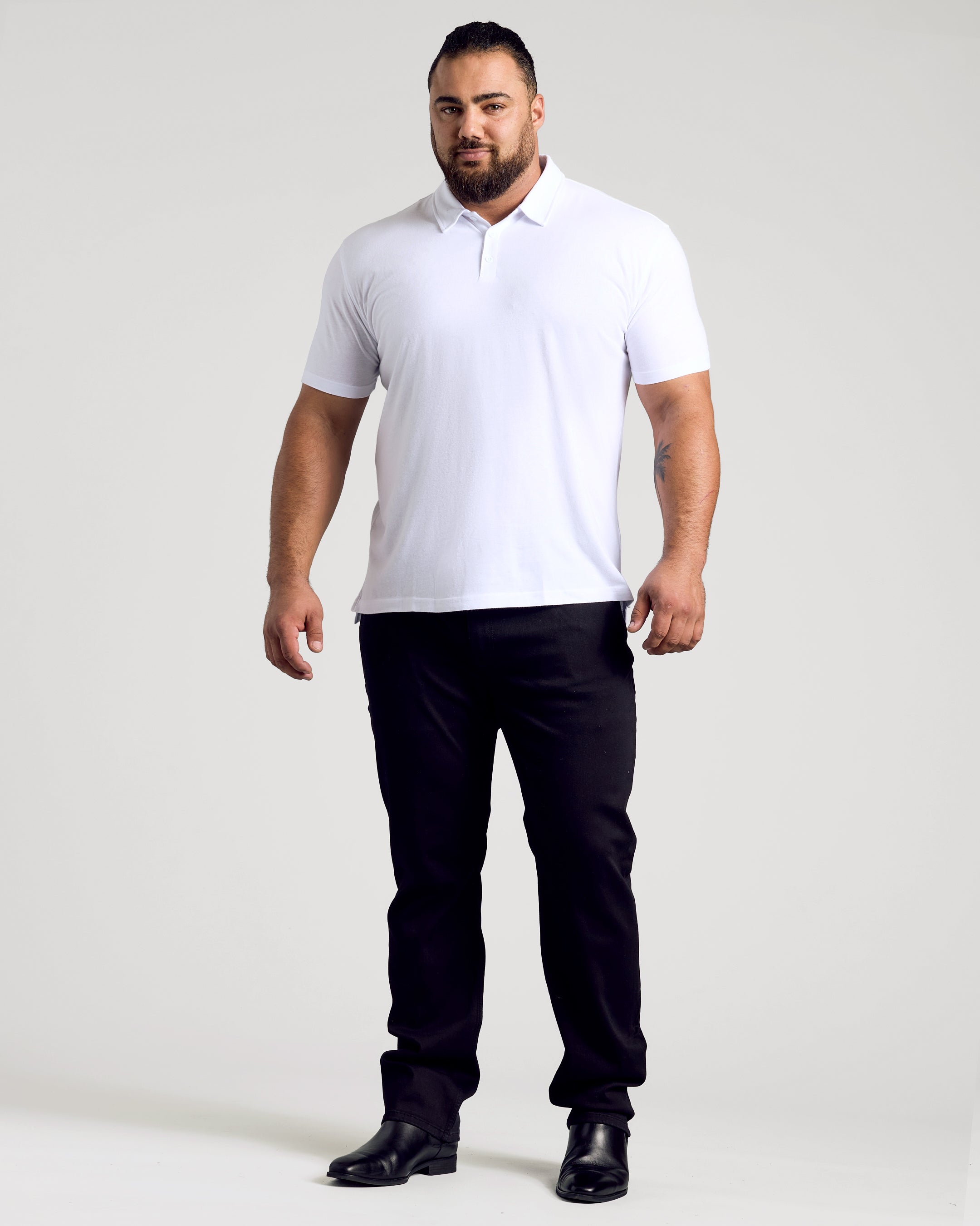 White Short Sleeve Polo-VibeCloset