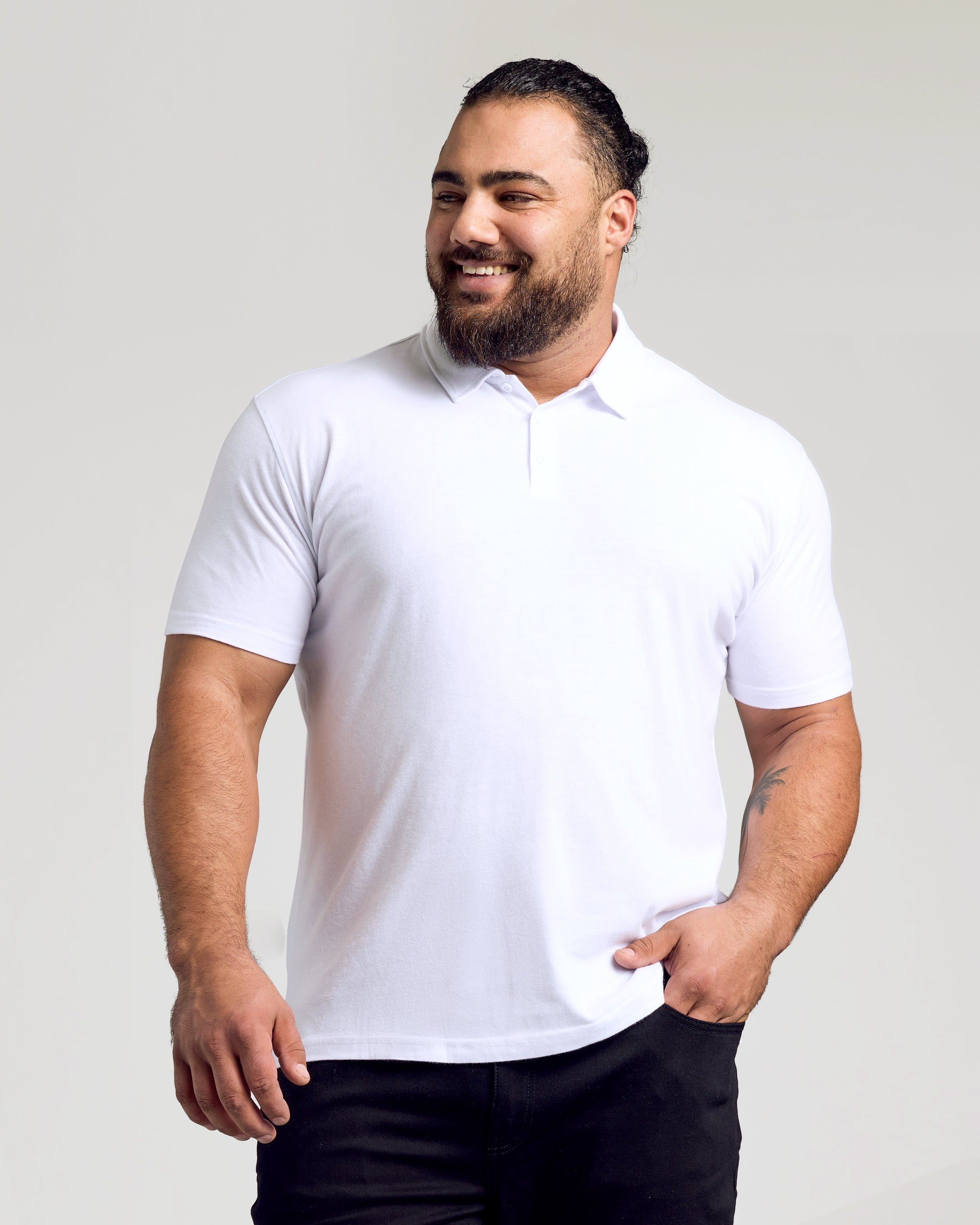 White Short Sleeve Polo-VibeCloset