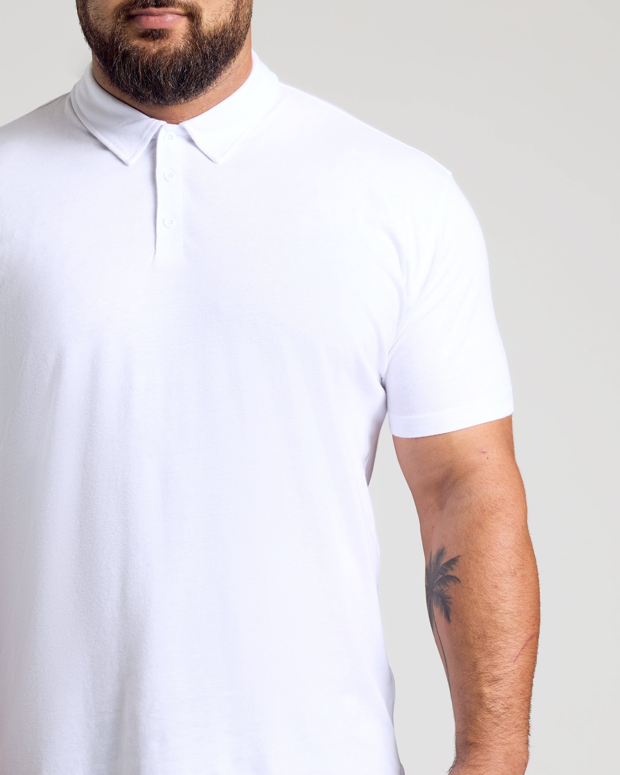 White Short Sleeve Polo-VibeCloset
