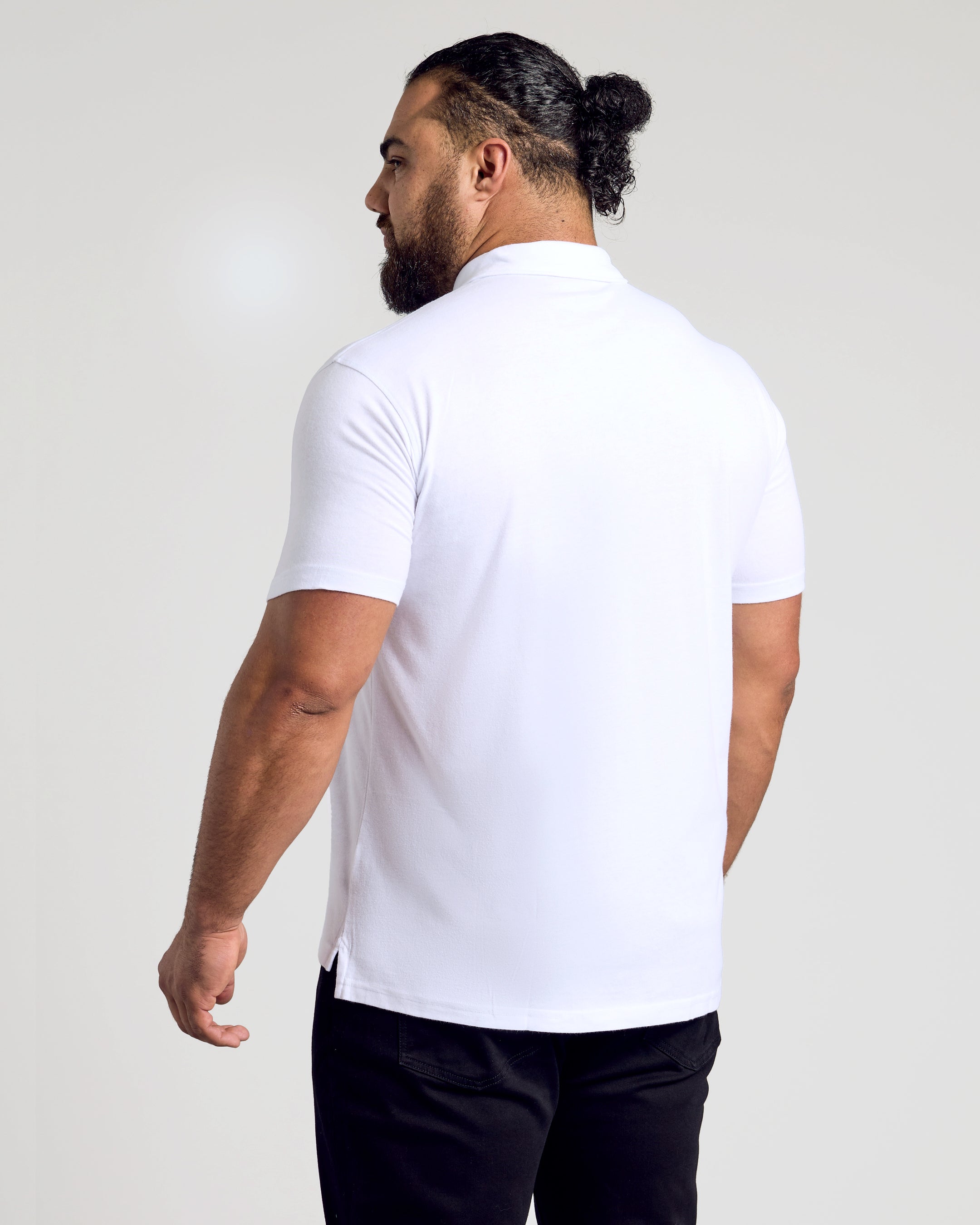 White Short Sleeve Polo-VibeCloset