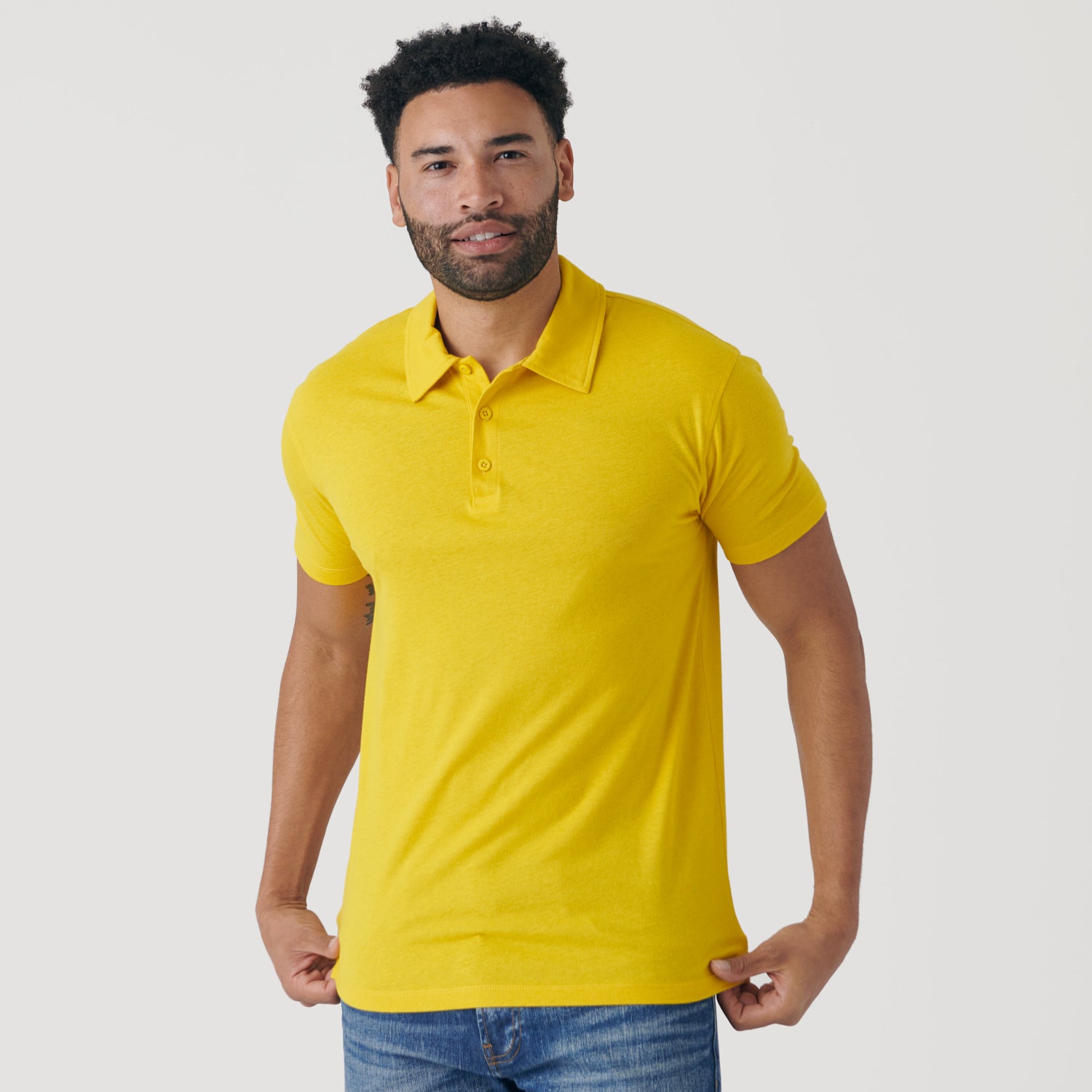Yellow Short Sleeve Polo-VibeCloset