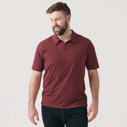 Heather Burgundy Short Sleeve Polo-VibeCloset