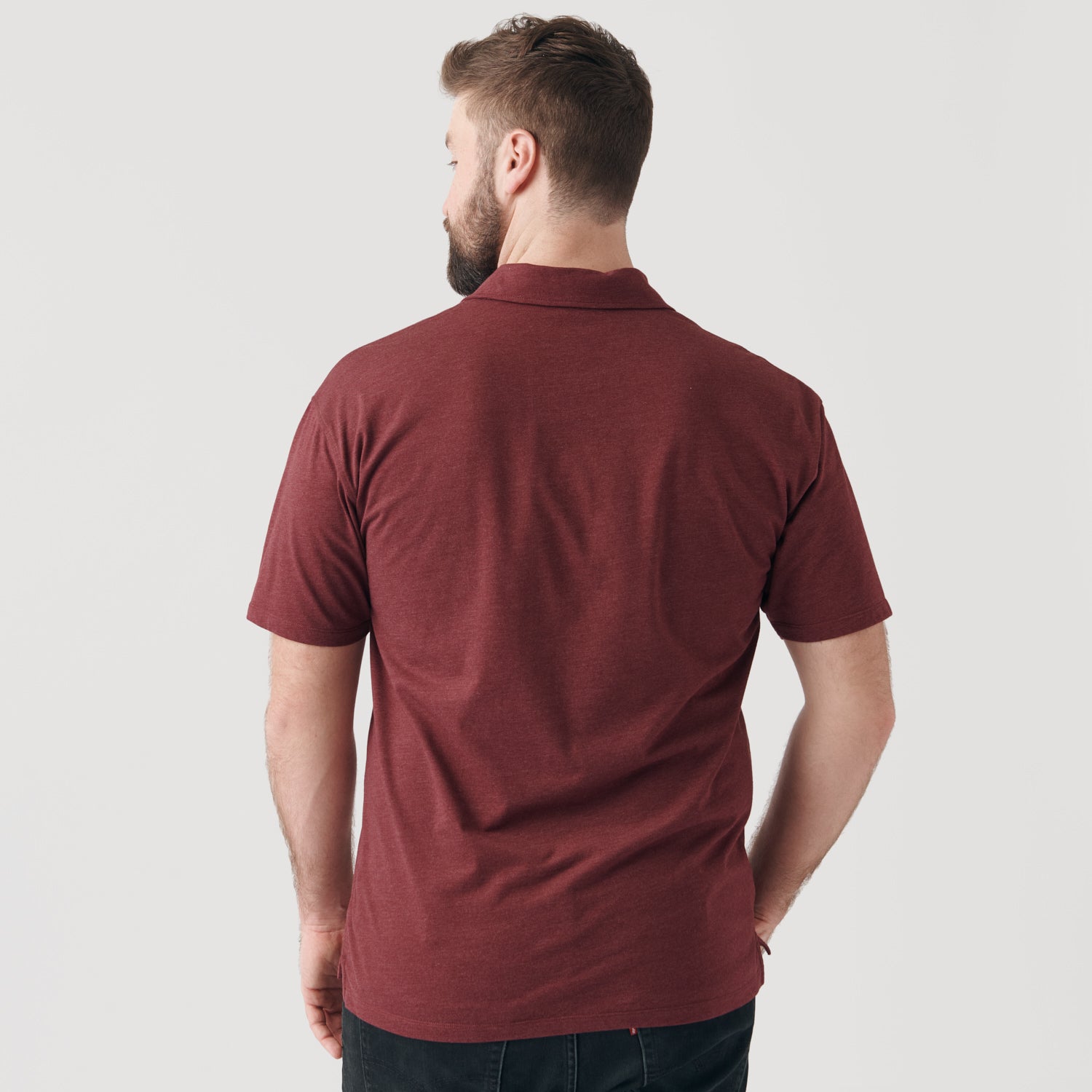 Heather Burgundy Short Sleeve Polo-VibeCloset