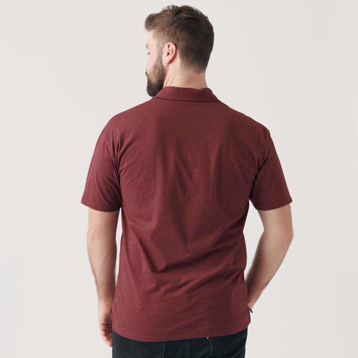 Heather Burgundy Short Sleeve Polo-VibeCloset