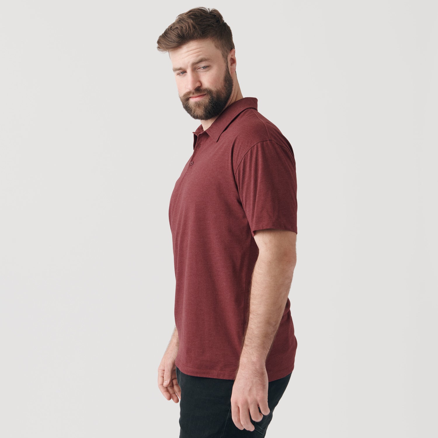 Heather Burgundy Short Sleeve Polo-VibeCloset