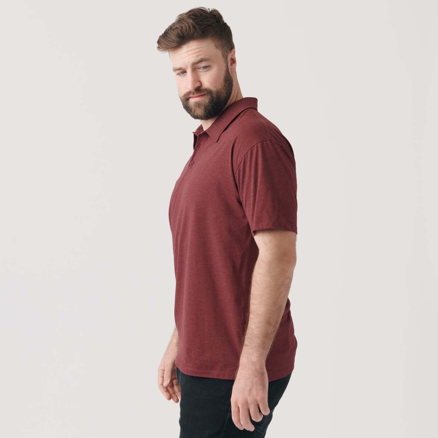 Heather Burgundy Short Sleeve Polo-VibeCloset