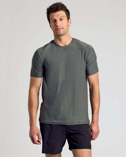 Charcoal Heather Gray Active Crew Neck Tee-VibeCloset