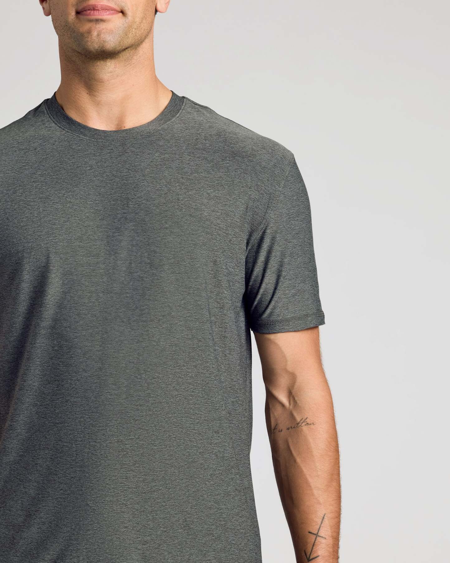 Charcoal Heather Gray Active Crew Neck Tee-VibeCloset