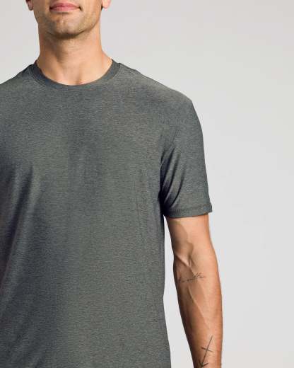 Charcoal Heather Gray Active Crew Neck Tee-VibeCloset