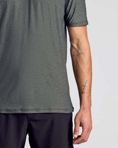 Charcoal Heather Gray Active Crew Neck Tee-VibeCloset
