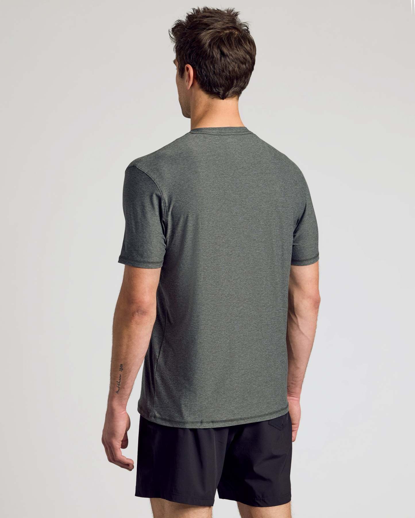Charcoal Heather Gray Active Crew Neck Tee-VibeCloset