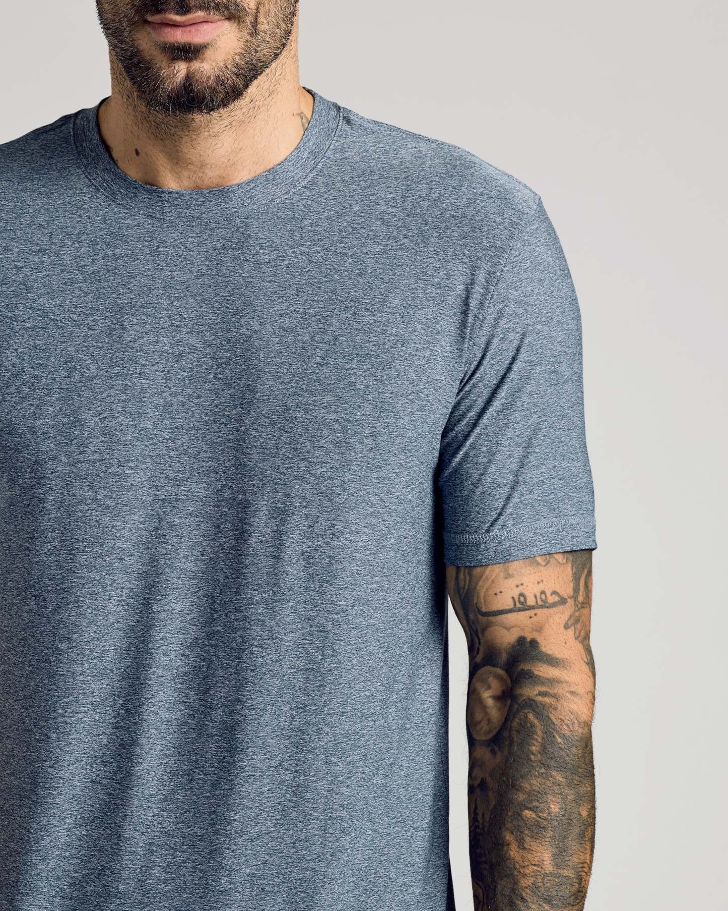 Heather Navy Active Crew Neck Tee-VibeCloset