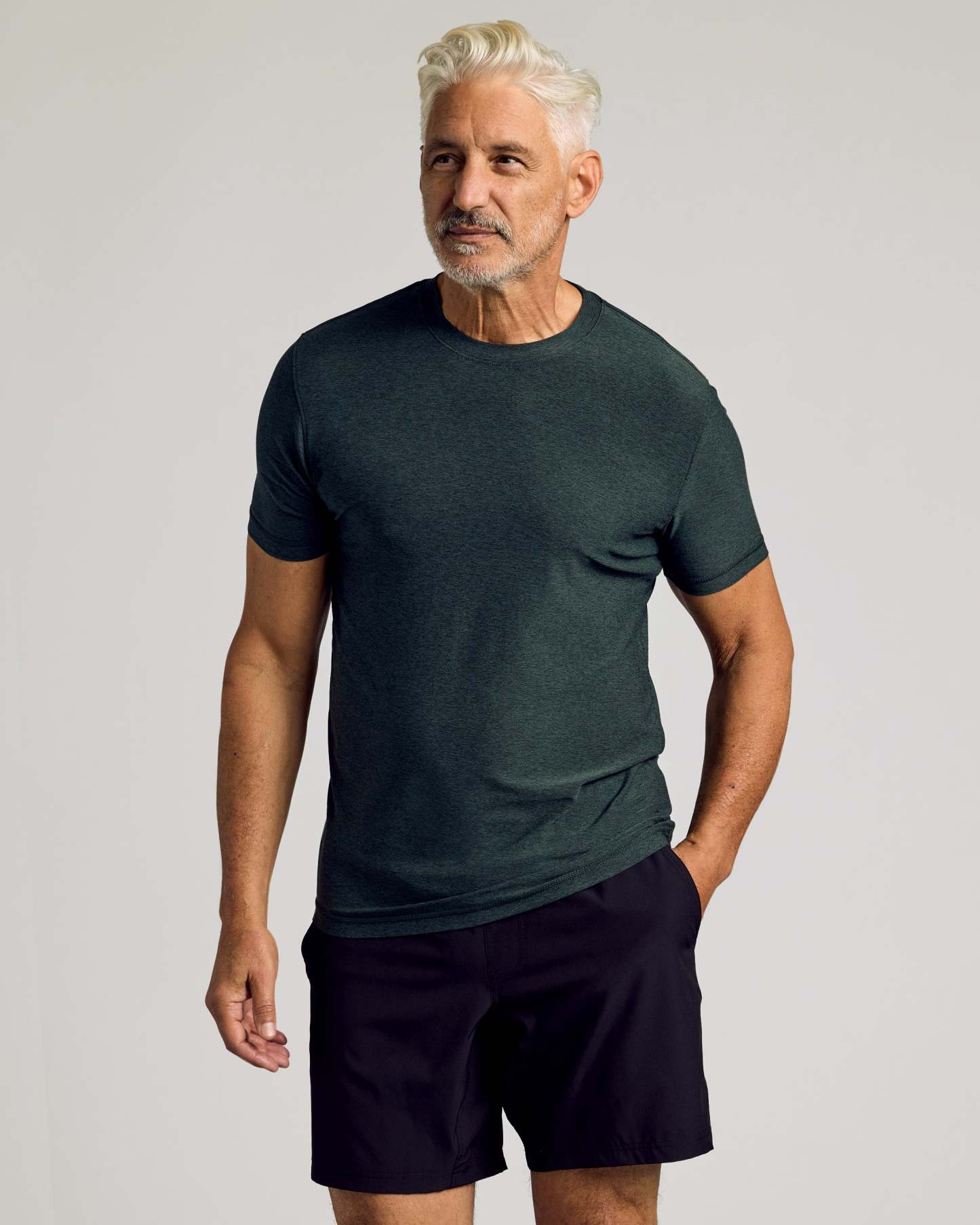 Dark Heather Forest Active Crew Neck Tee-VibeCloset