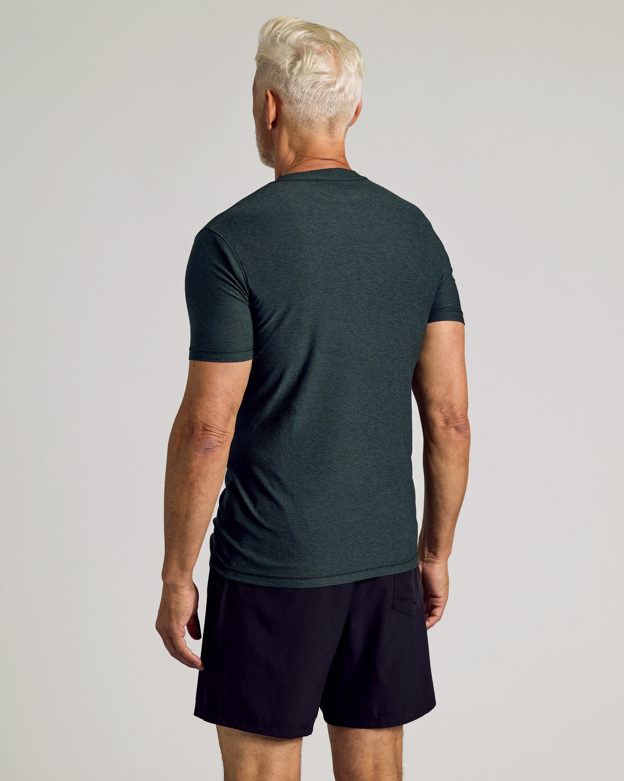 Dark Heather Forest Active Crew Neck Tee-VibeCloset