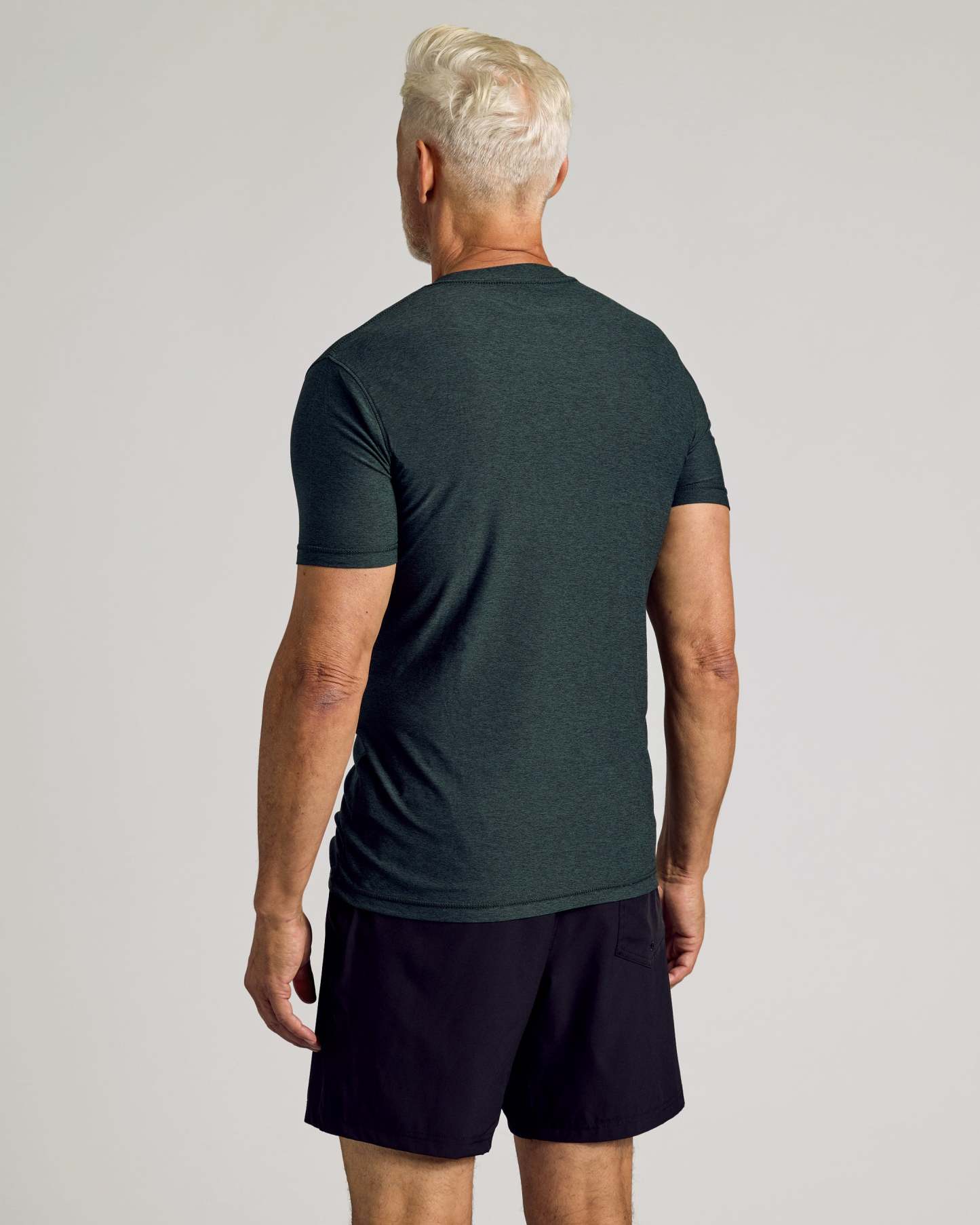Dark Heather Forest Active Crew Neck Tee-VibeCloset