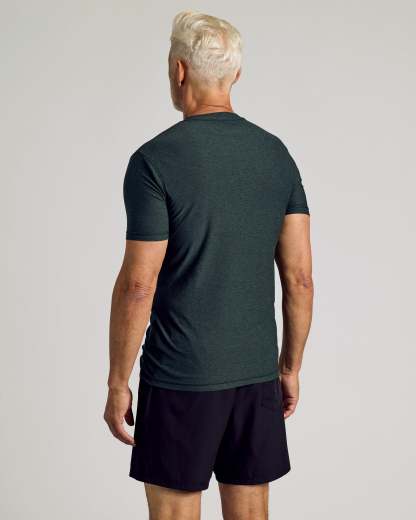 Dark Heather Forest Active Crew Neck Tee-VibeCloset