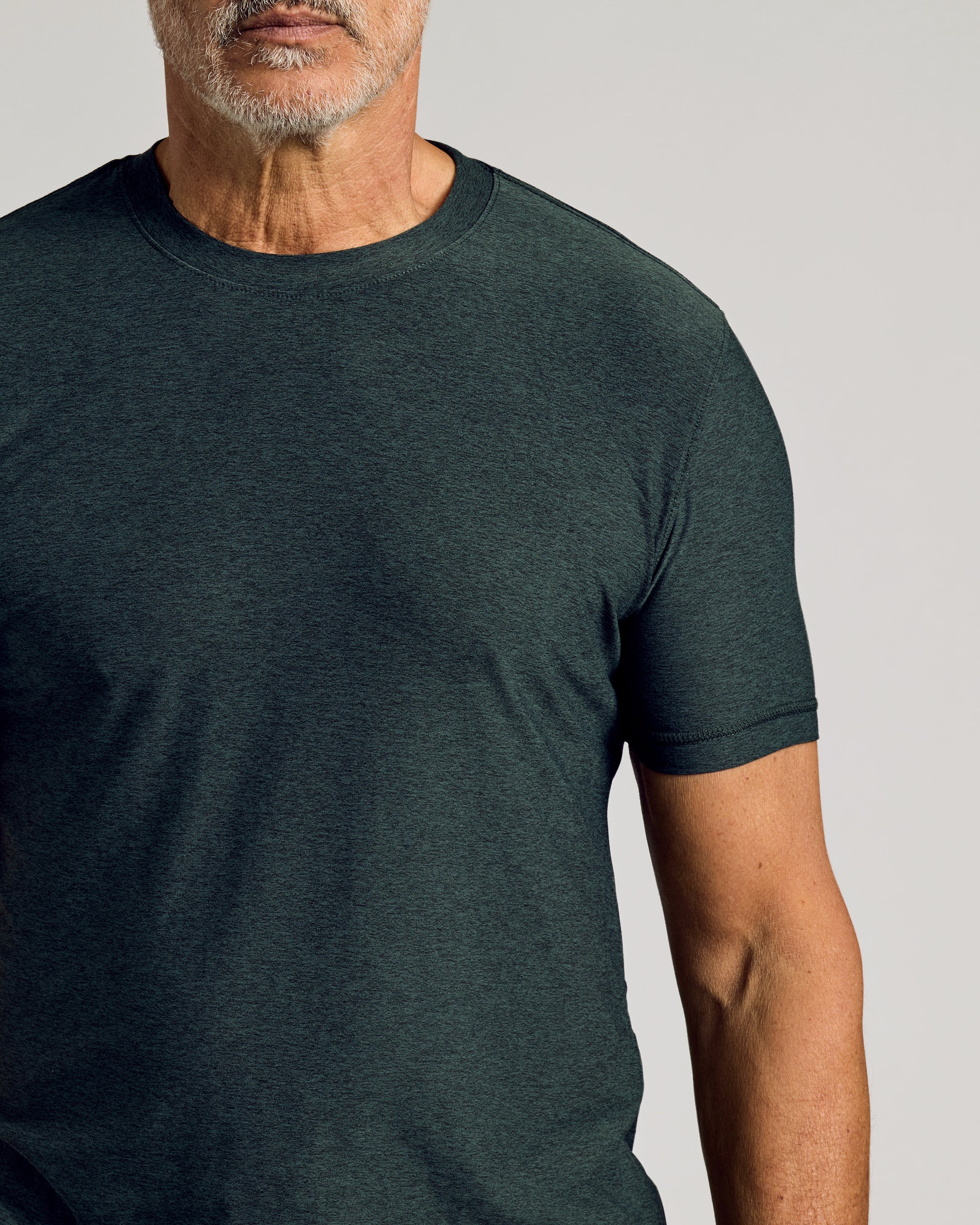 Dark Heather Forest Active Crew Neck Tee-VibeCloset