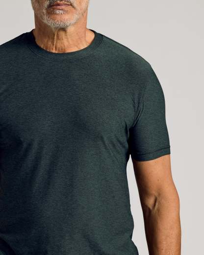 Dark Heather Forest Active Crew Neck Tee-VibeCloset