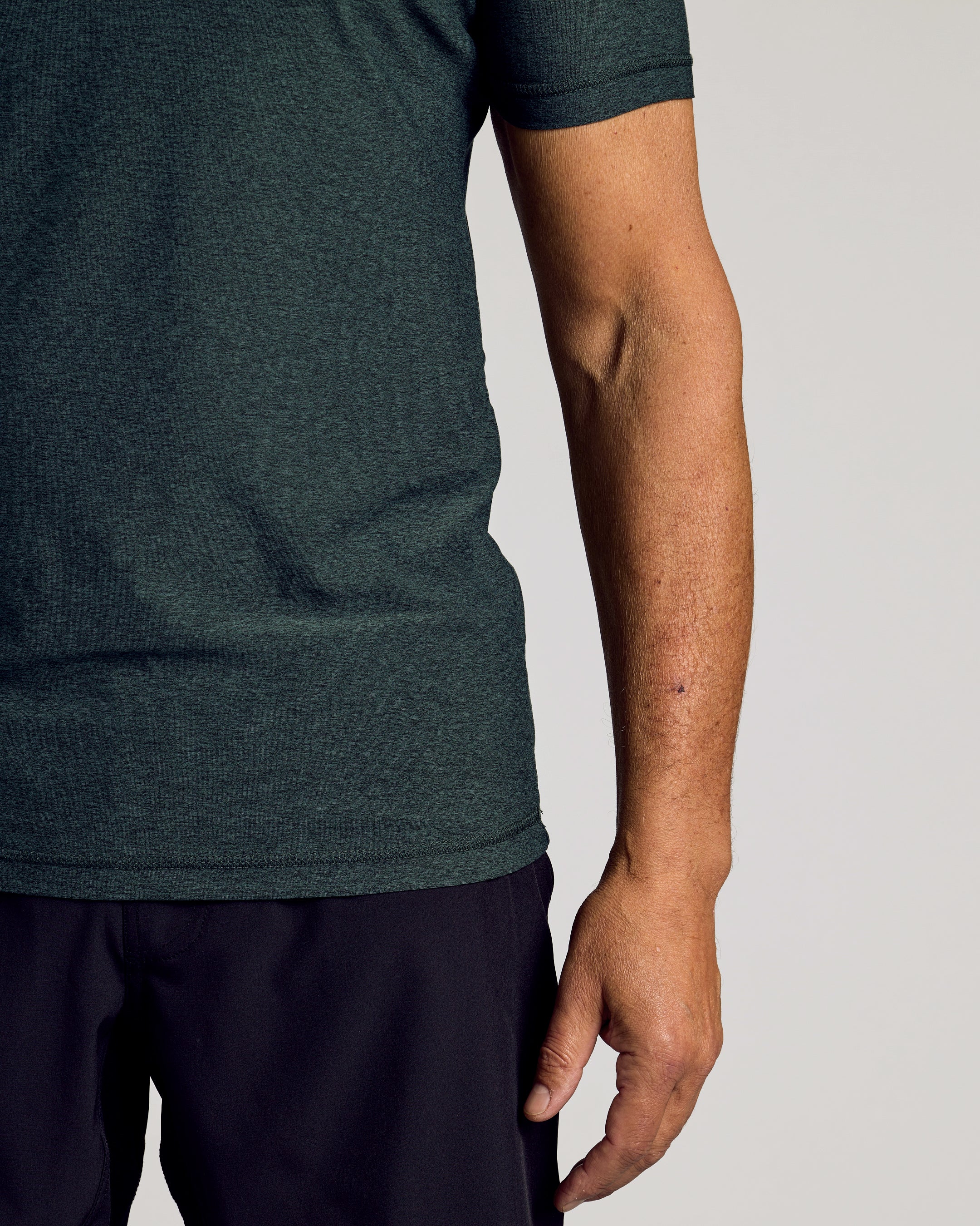 Dark Heather Forest Active Crew Neck Tee-VibeCloset