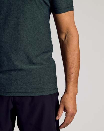 Dark Heather Forest Active Crew Neck Tee-VibeCloset