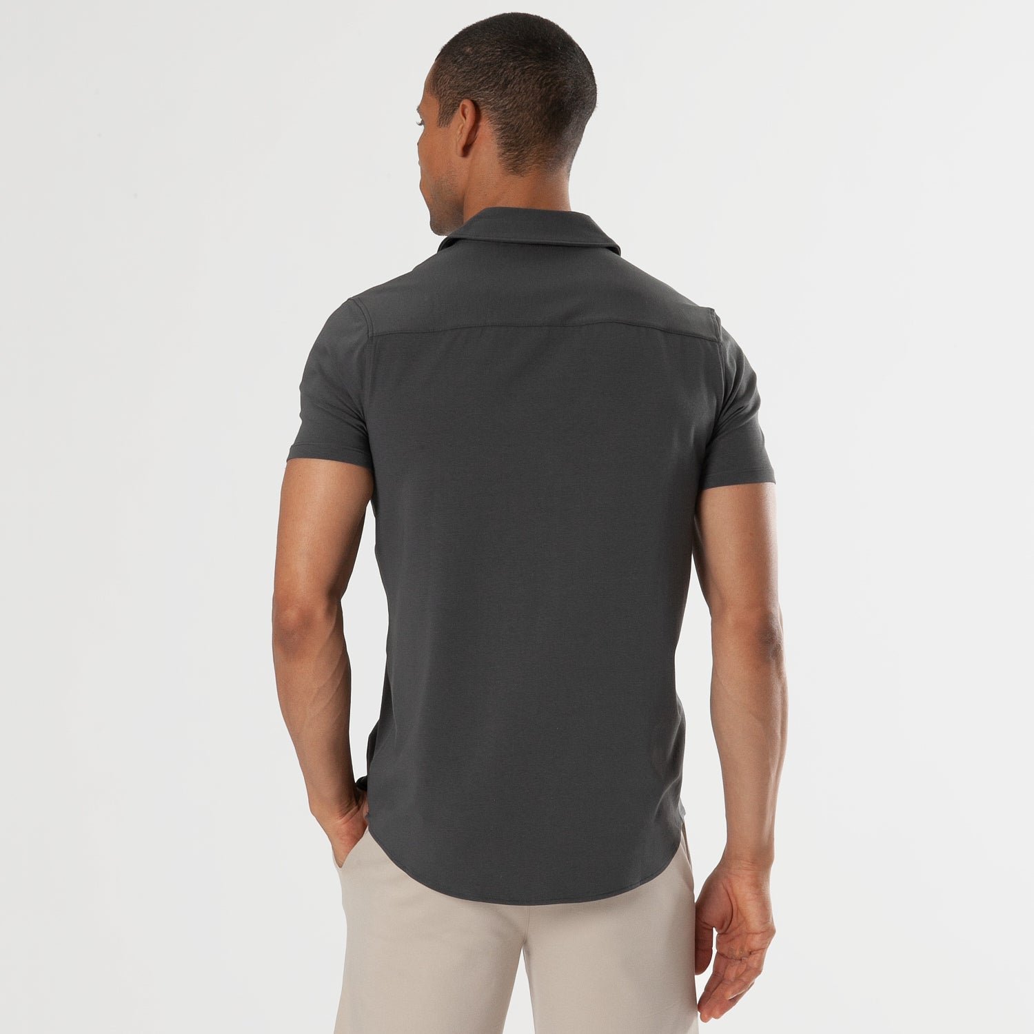 Carbon Short Sleeve Knit Shirt-VibeCloset