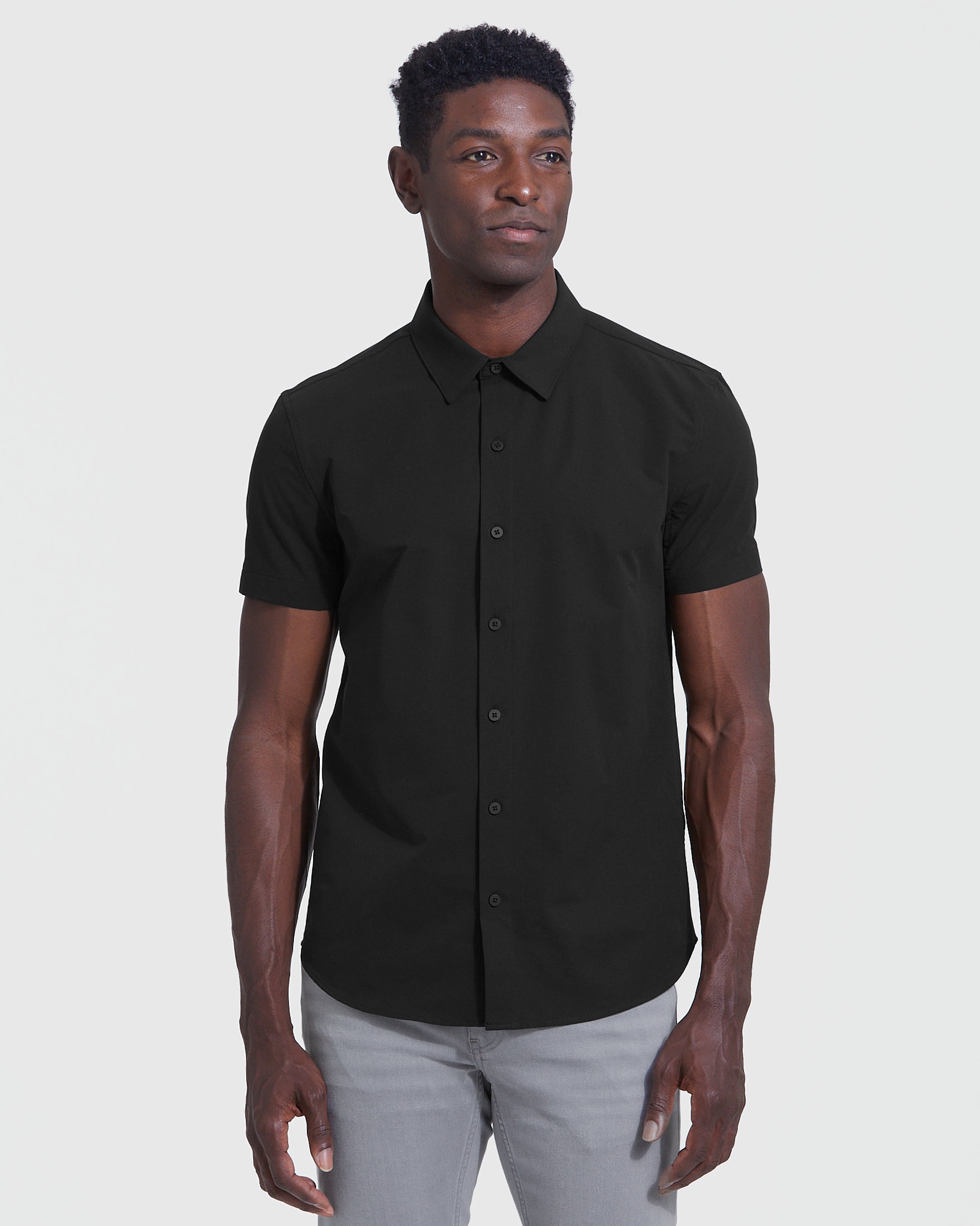 Black Commuter Short Sleeve Shirt-VibeCloset