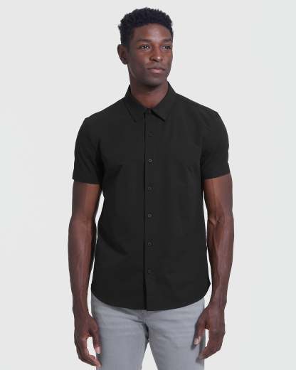 Black Commuter Short Sleeve Shirt-VibeCloset