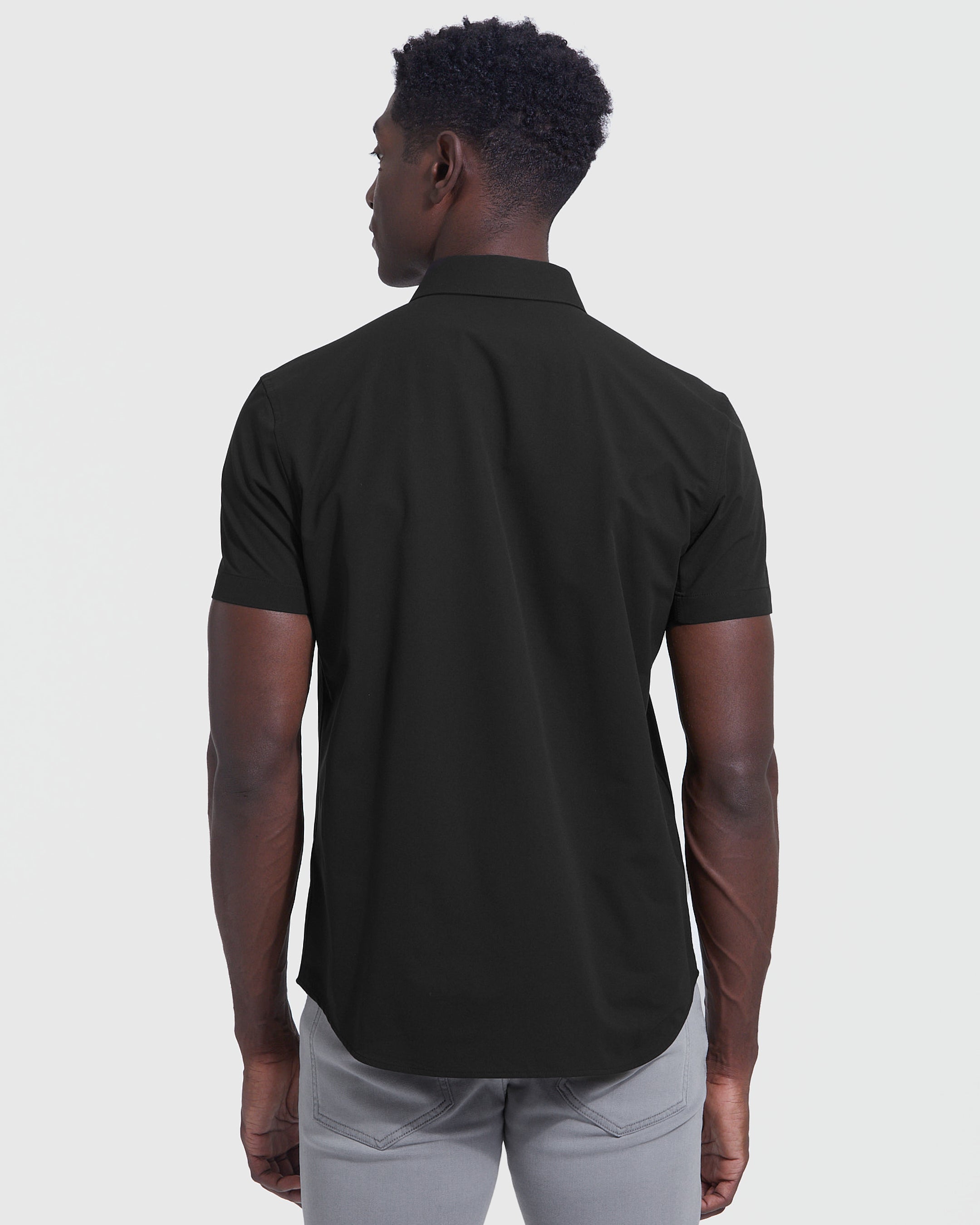 Black Commuter Short Sleeve Shirt-VibeCloset