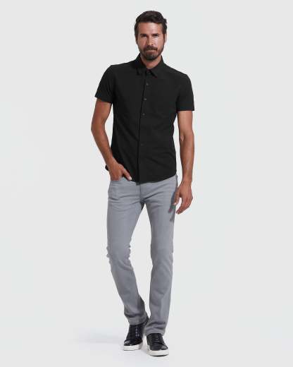 Black Commuter Short Sleeve Shirt-VibeCloset