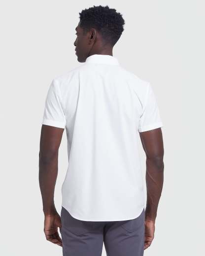 White Commuter Short Sleeve Shirt-VibeCloset