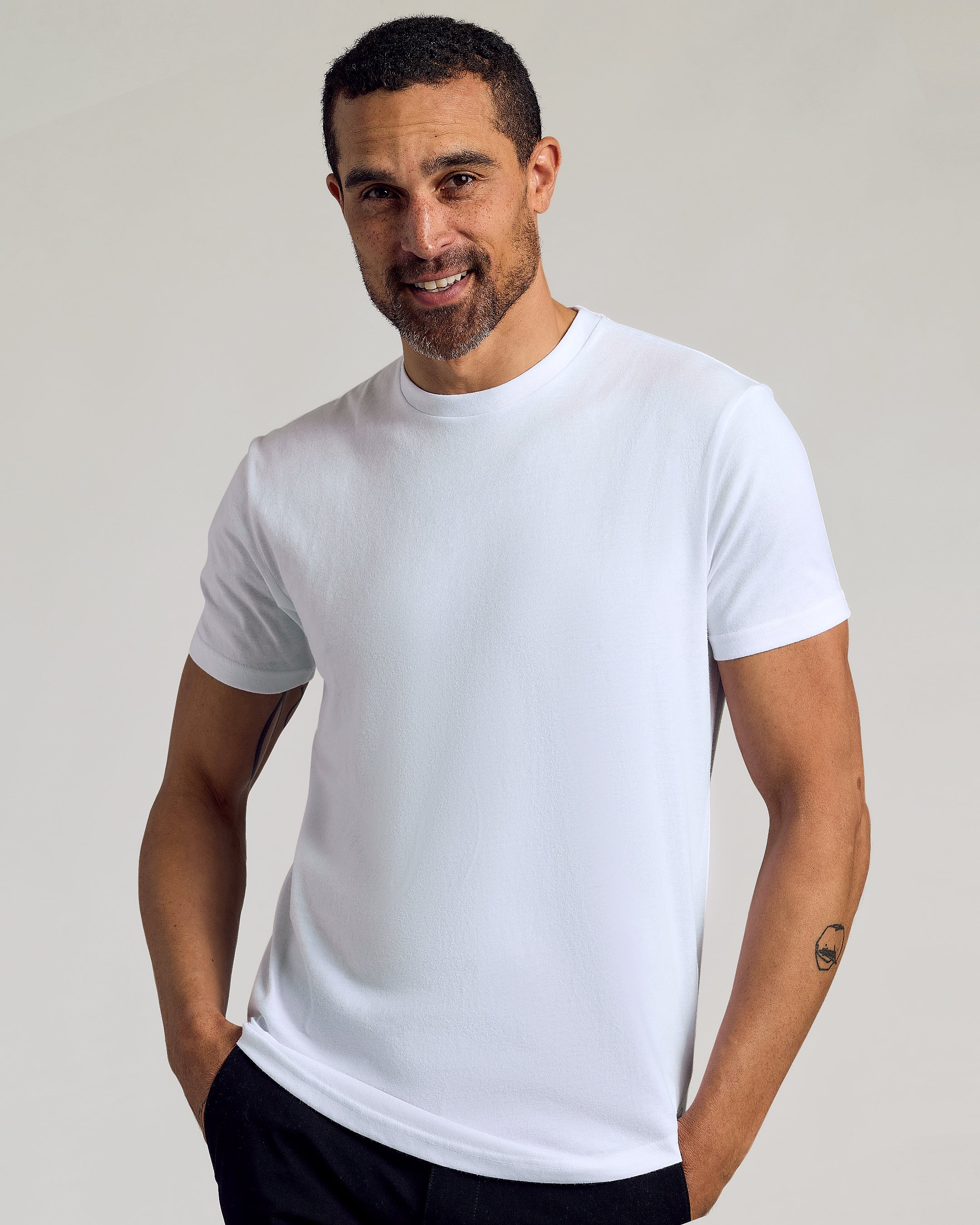 All White Short Sleeve Curved Hem Crew 6-Pack-VibeCloset
