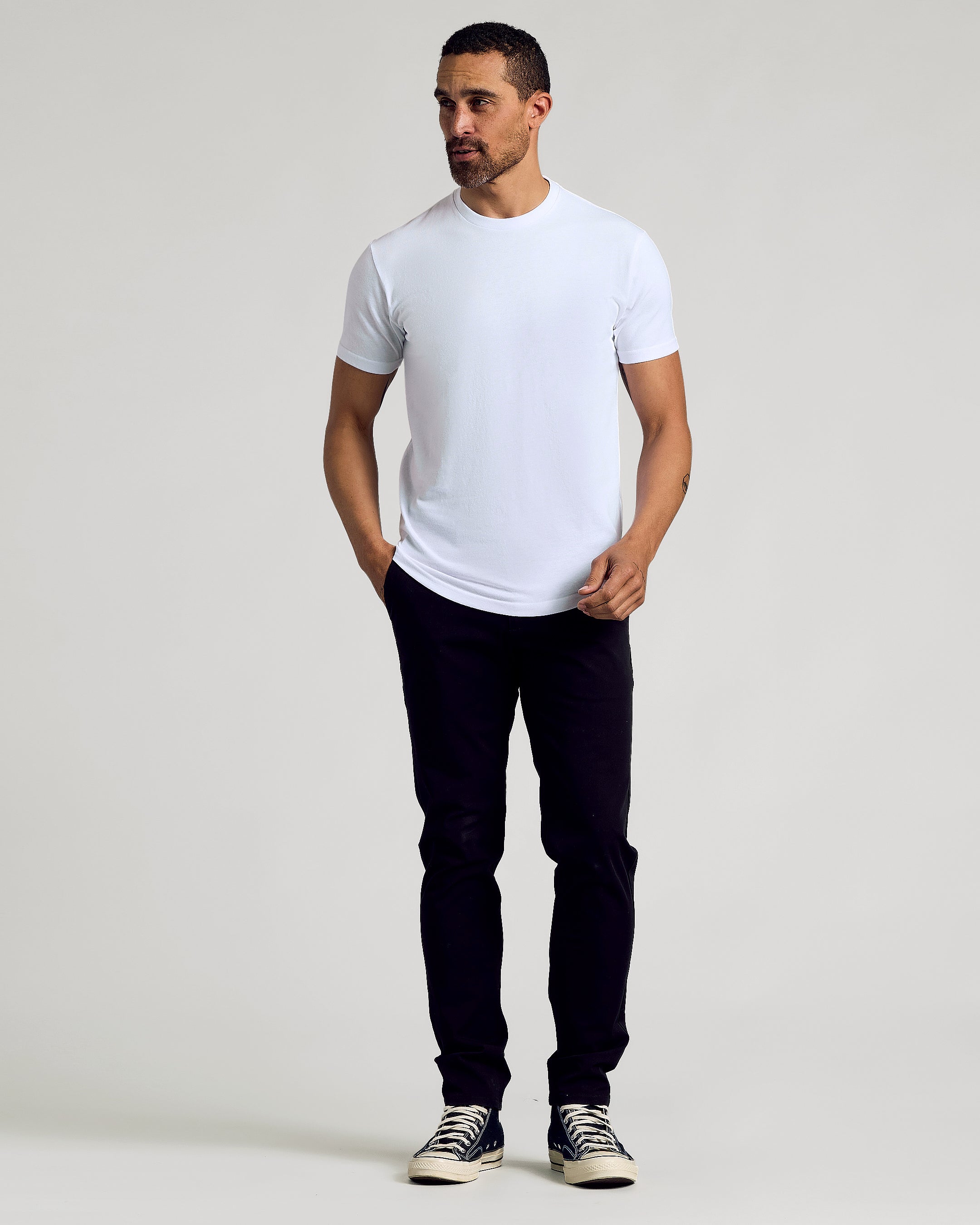 All White Short Sleeve Curved Hem Crew 6-Pack-VibeCloset