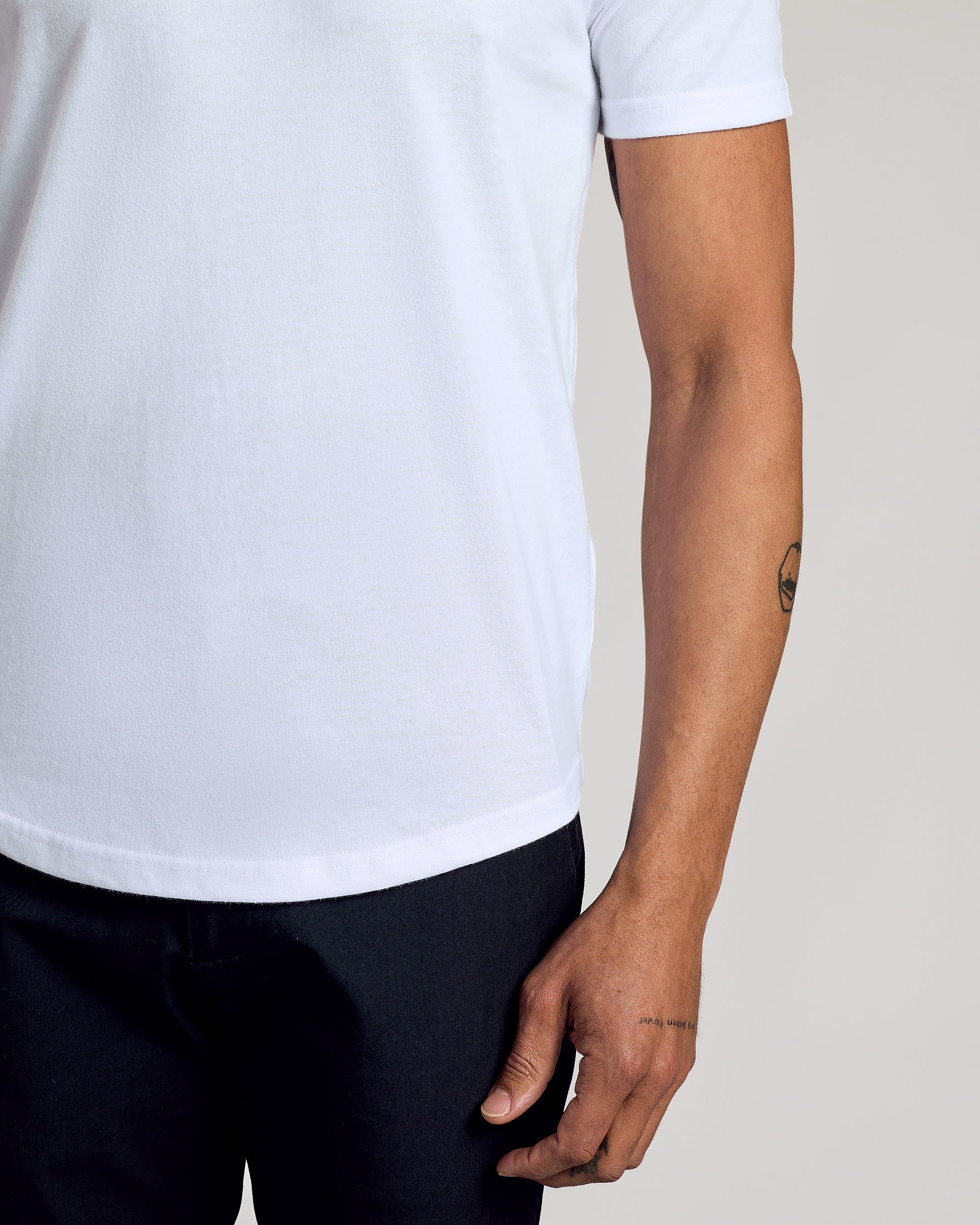 All White Short Sleeve Curved Hem Crew 6-Pack-VibeCloset