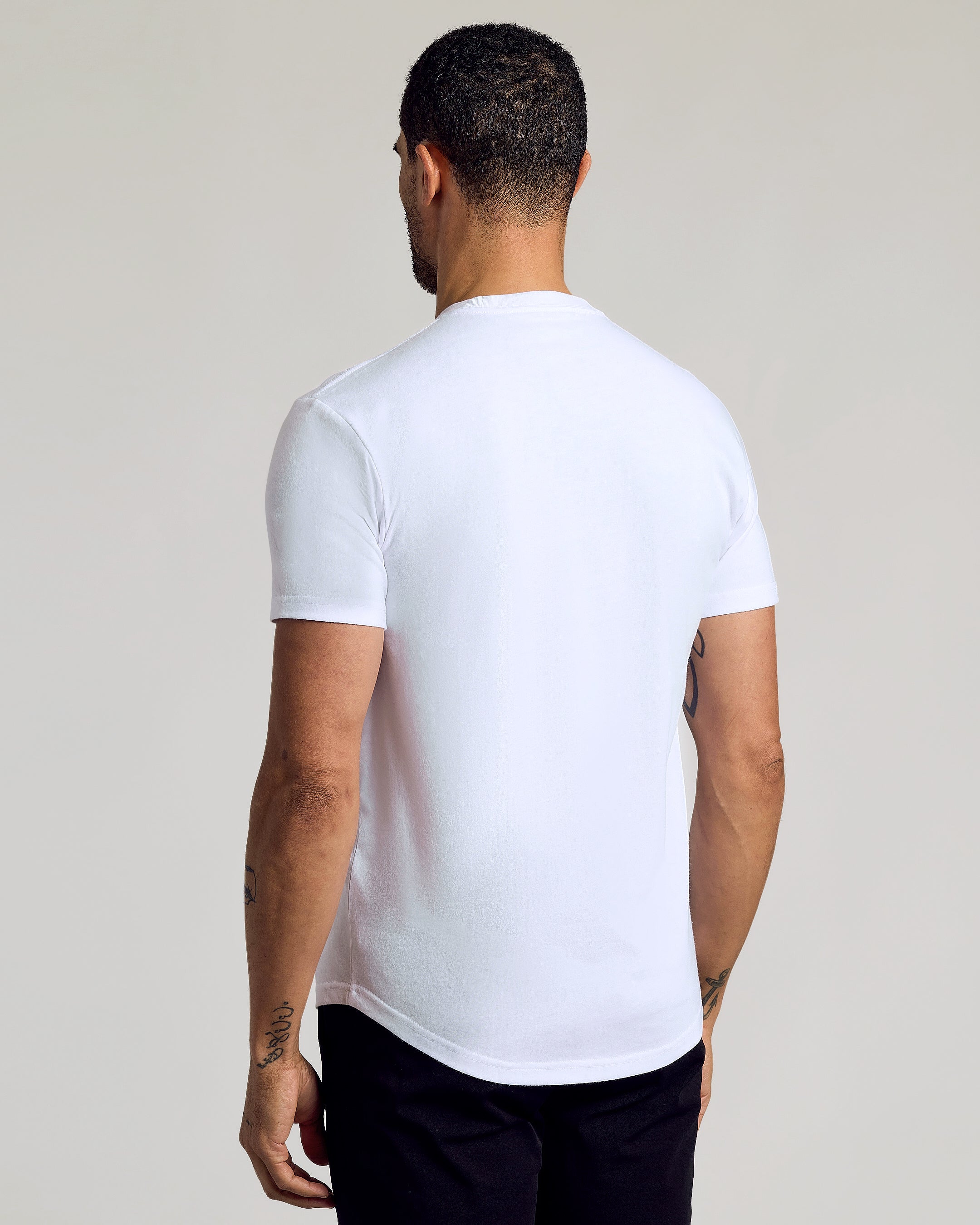 All White Short Sleeve Curved Hem Crew 6-Pack-VibeCloset