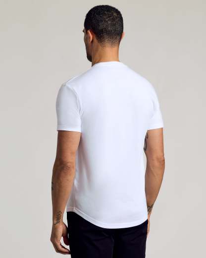 All White Short Sleeve Curved Hem Crew 6-Pack-VibeCloset