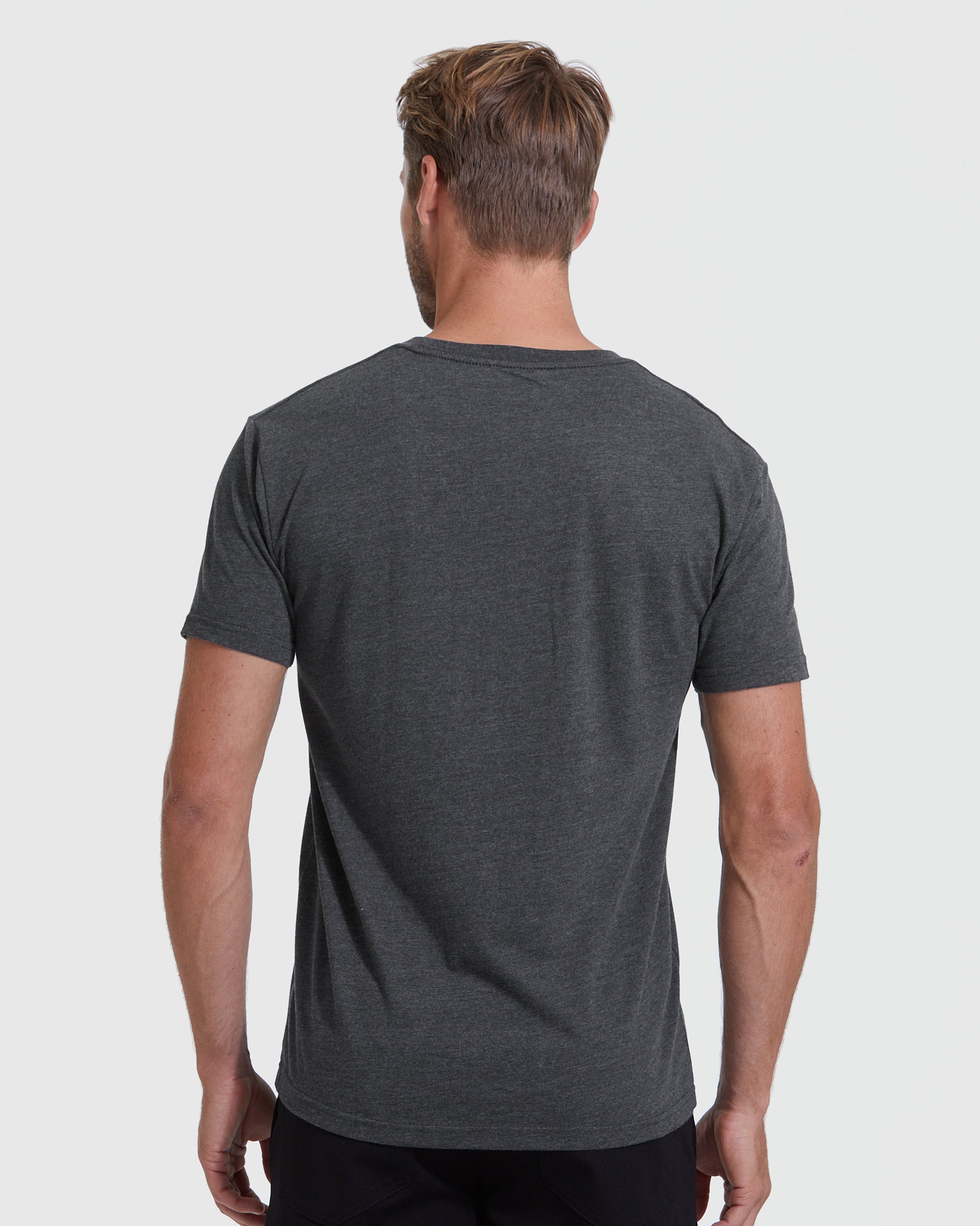 Charcoal Heather Gray V-Neck Tee-VibeCloset